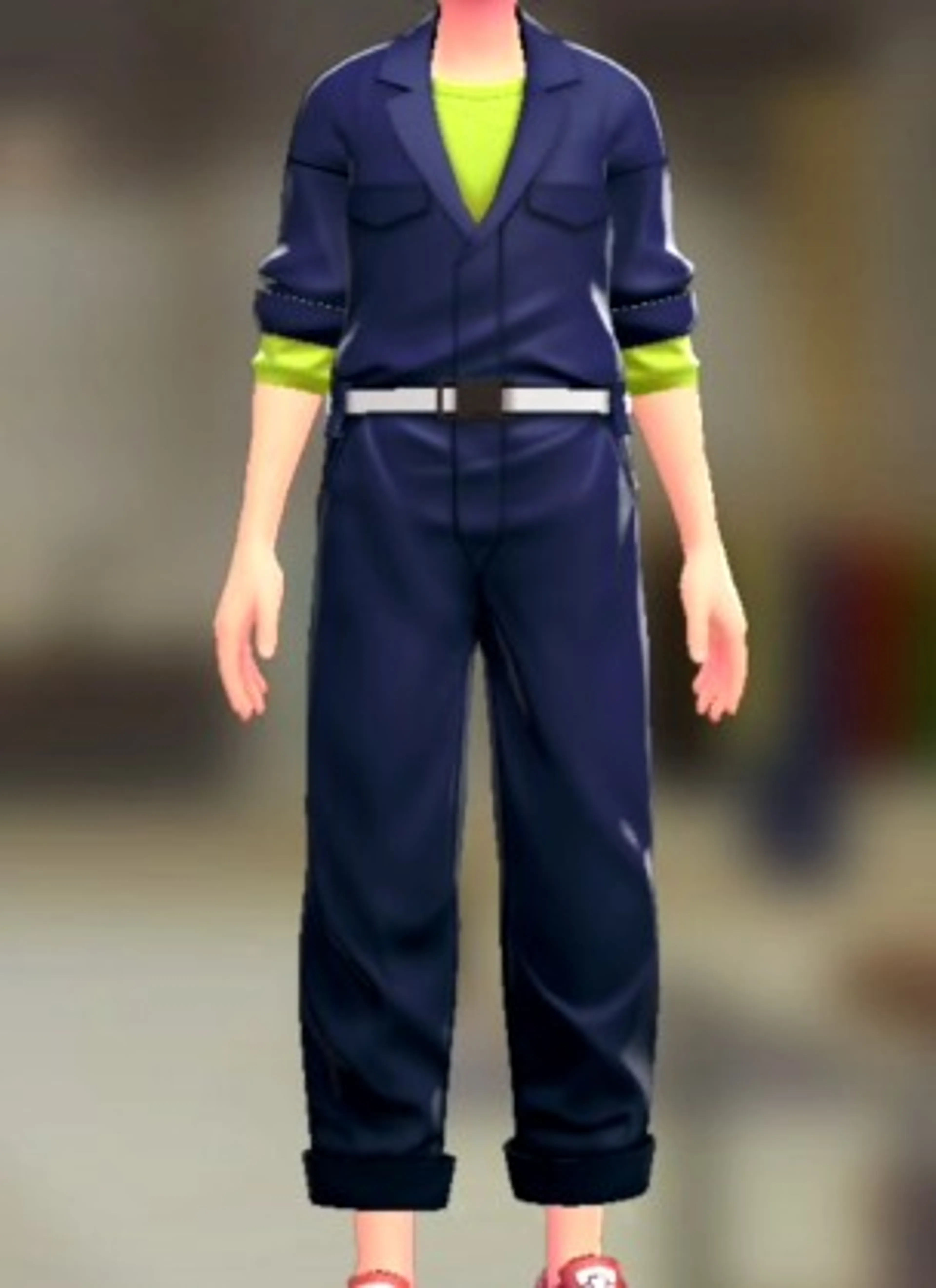 ジャンプスーツ&シャツセット - ネイビー ライムイエロー