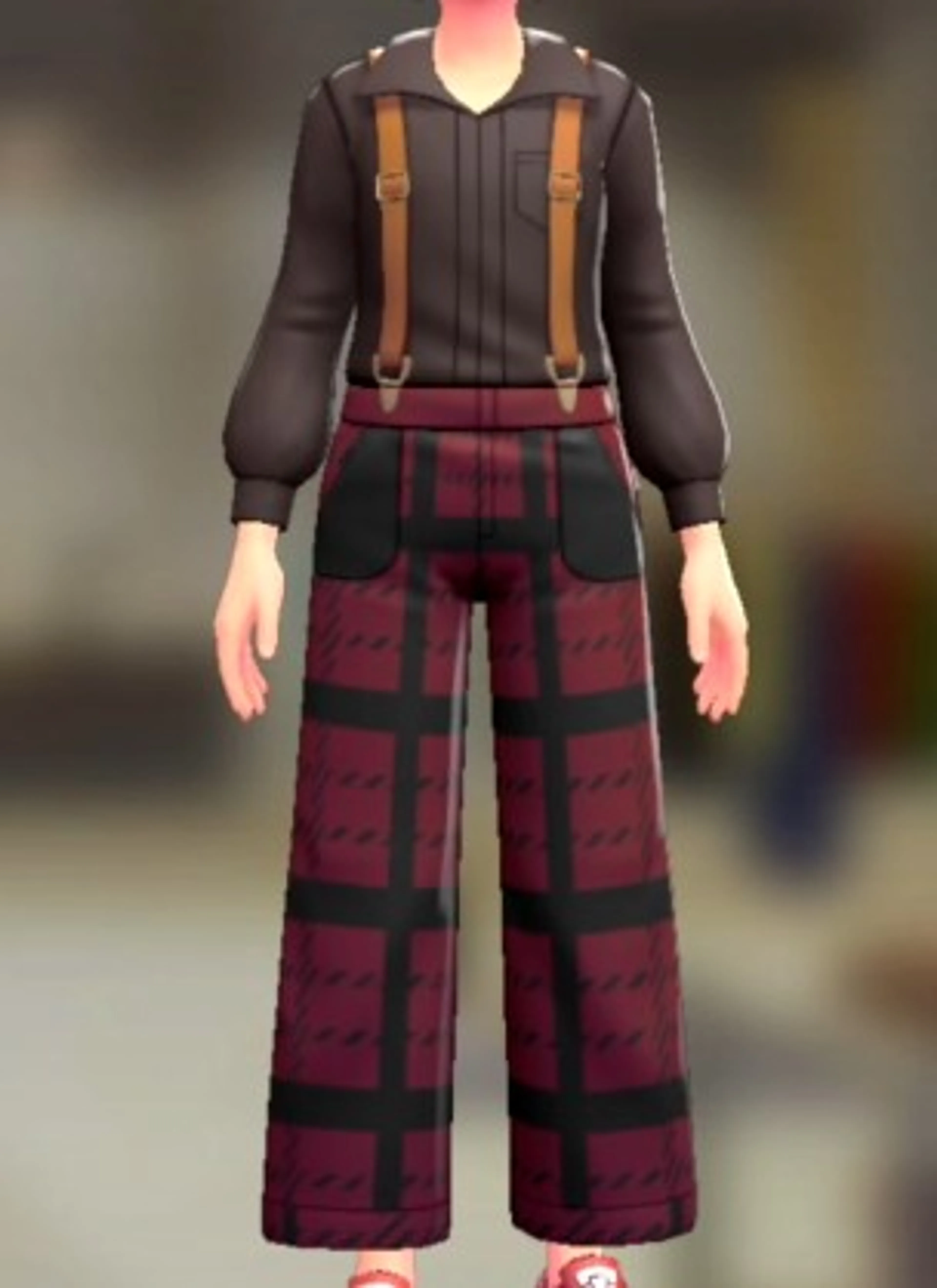 サスペンダーパンツセット - ブレイブリーレッド ダークブラウン