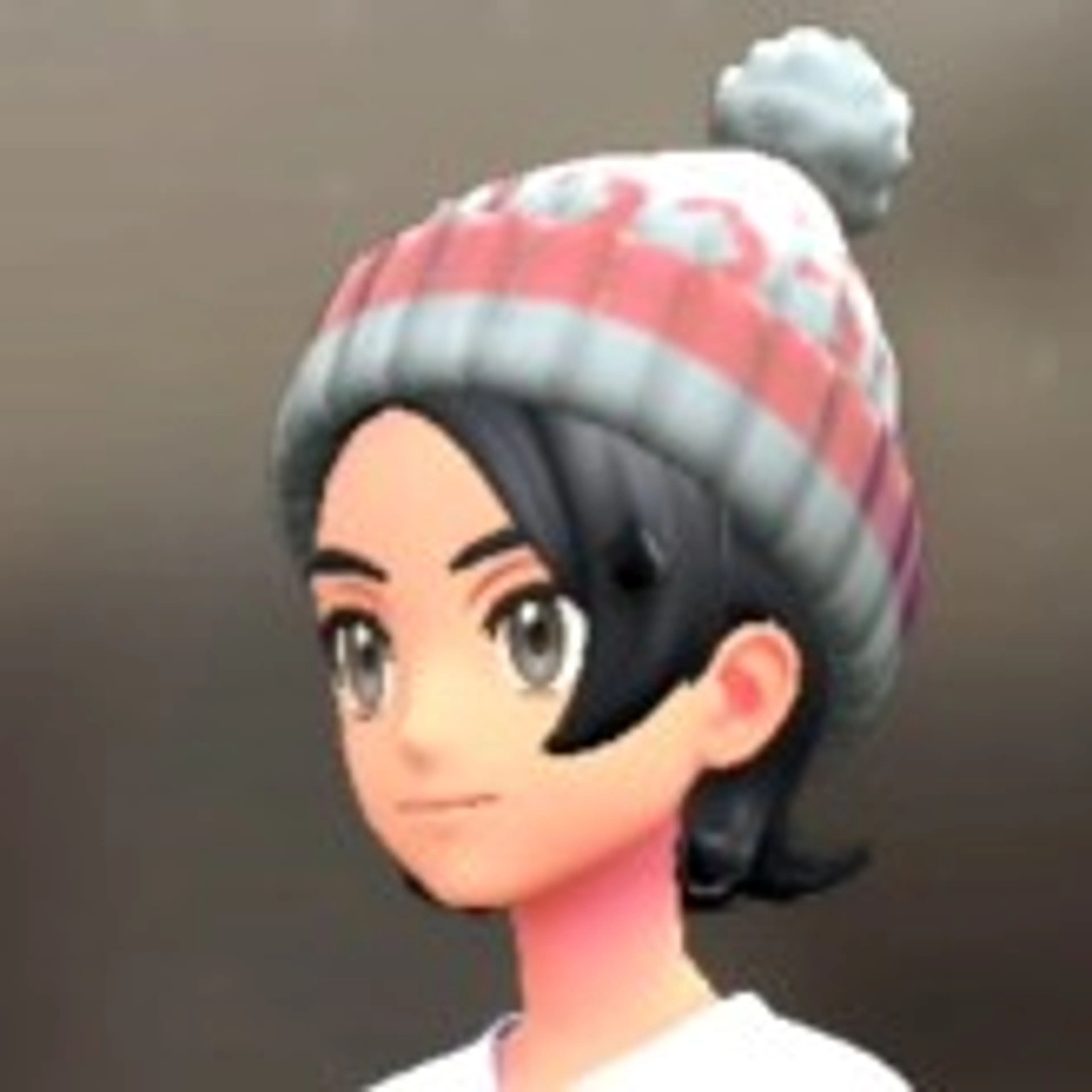 ポンピンつきニットキャップ - ピンク×ライトグレー