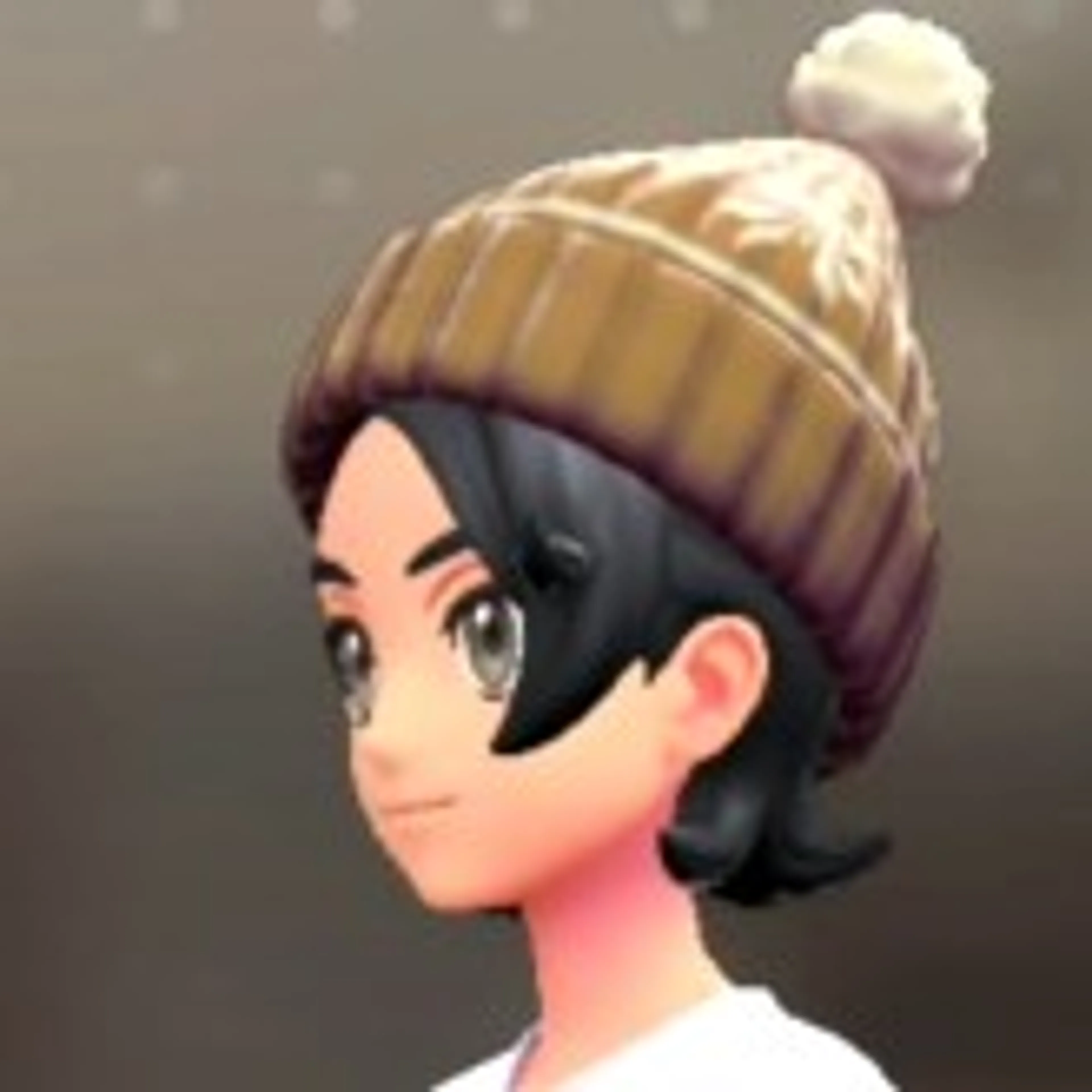 ポンポンつきニットキャップ - キャメル