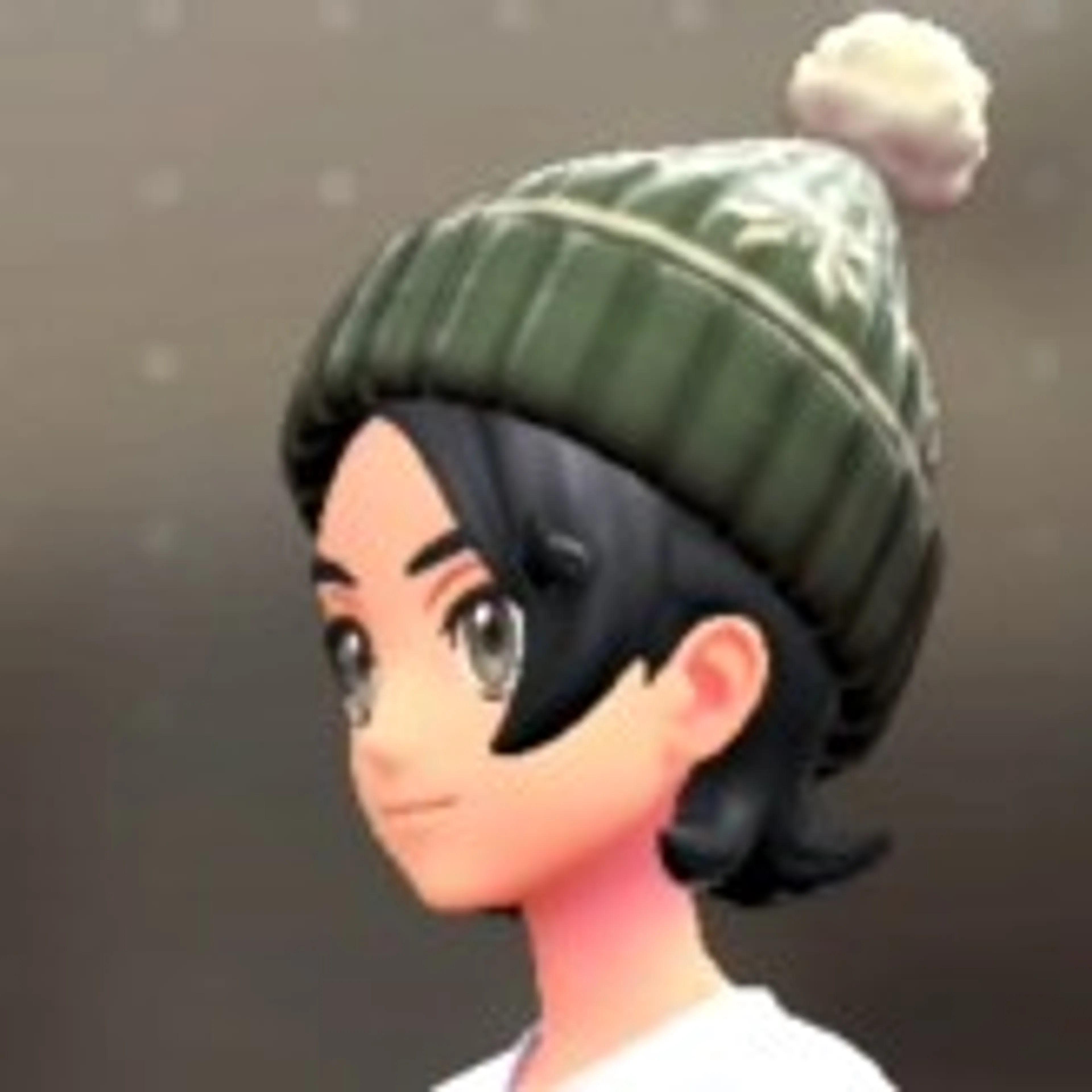 ポンポンつきニットキャップ - モスグリーン