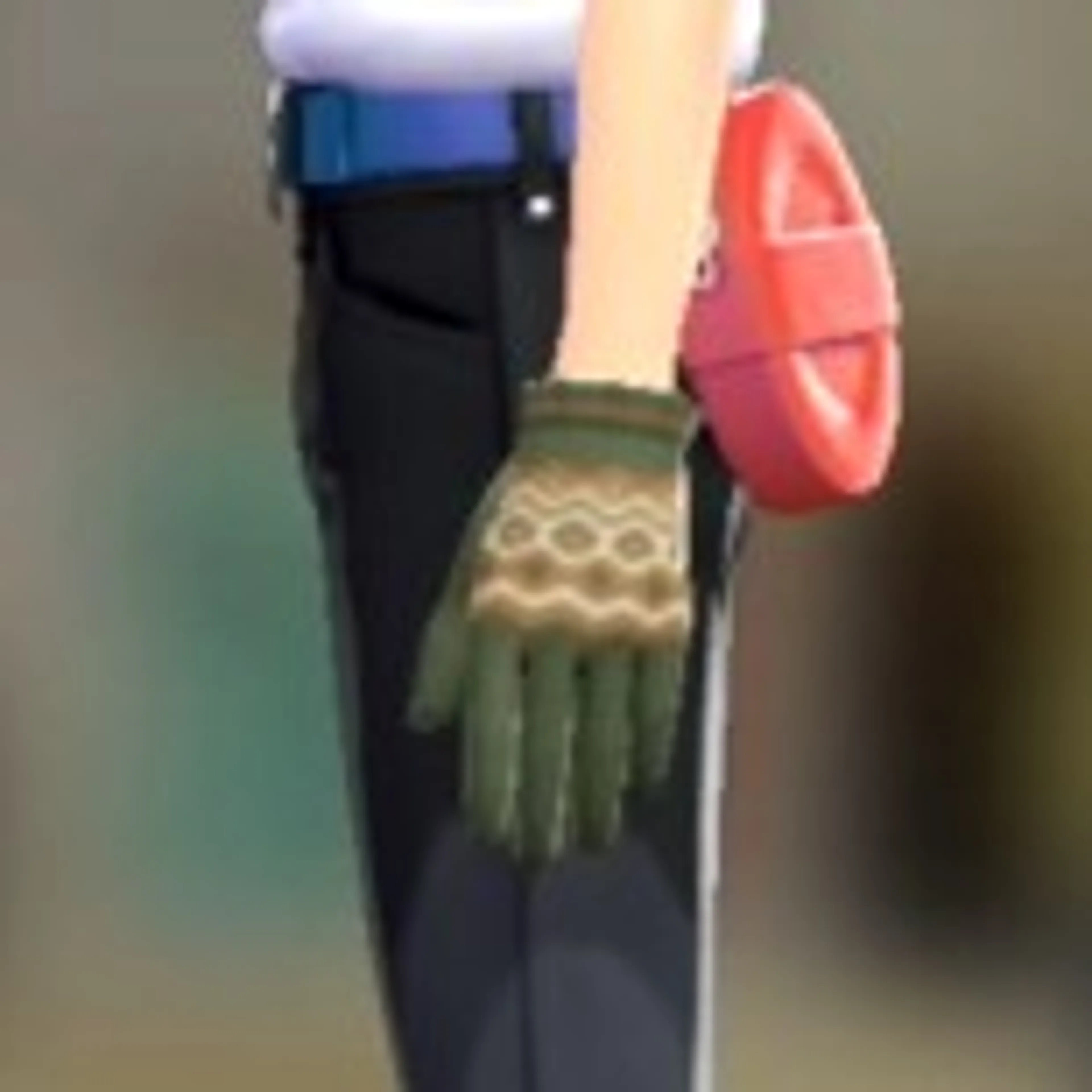 ジオメトリーニットグローブ - モスグリーン