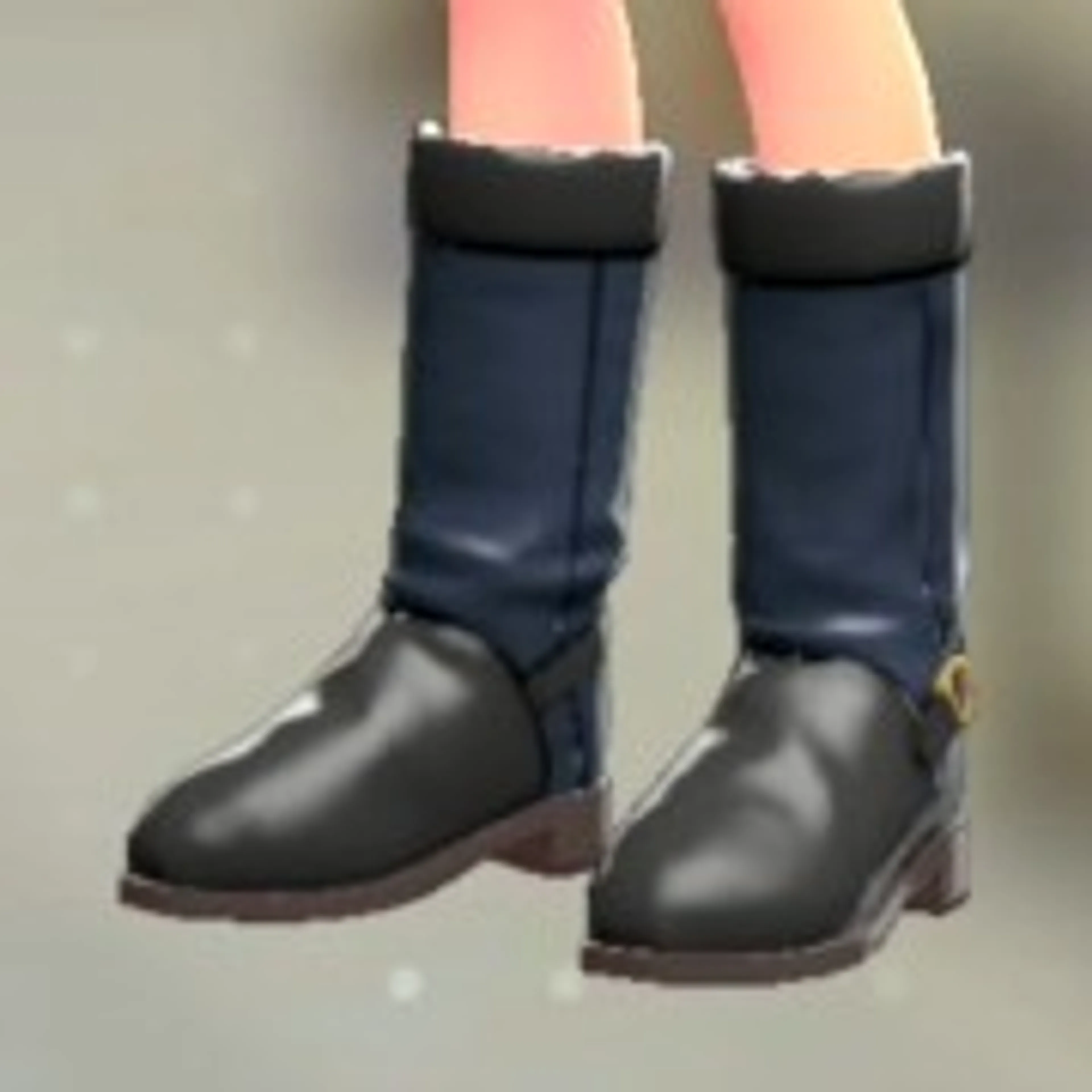 スウェードロングブーツ - ネイビー