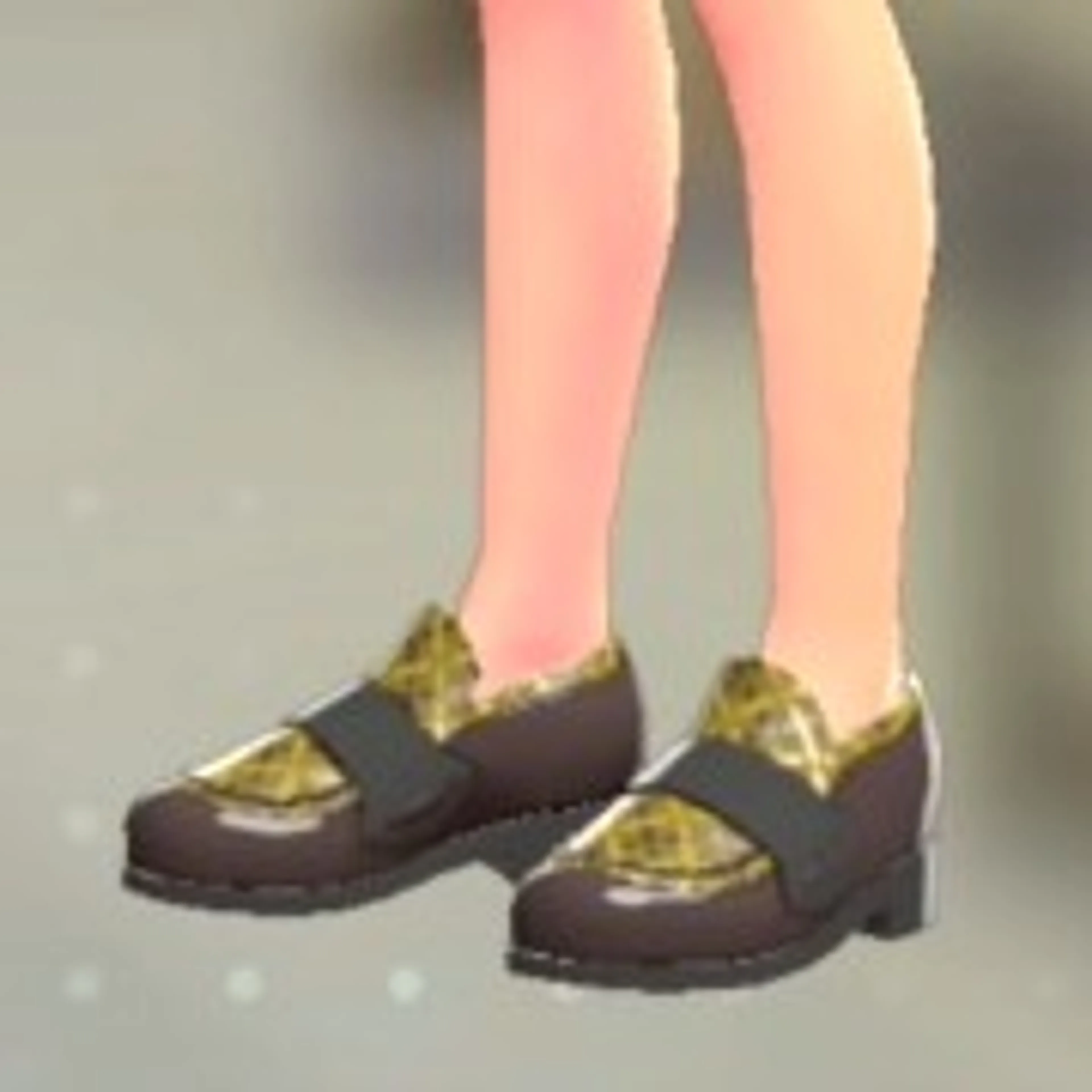 チェックがらローファー - ステッチイエロー