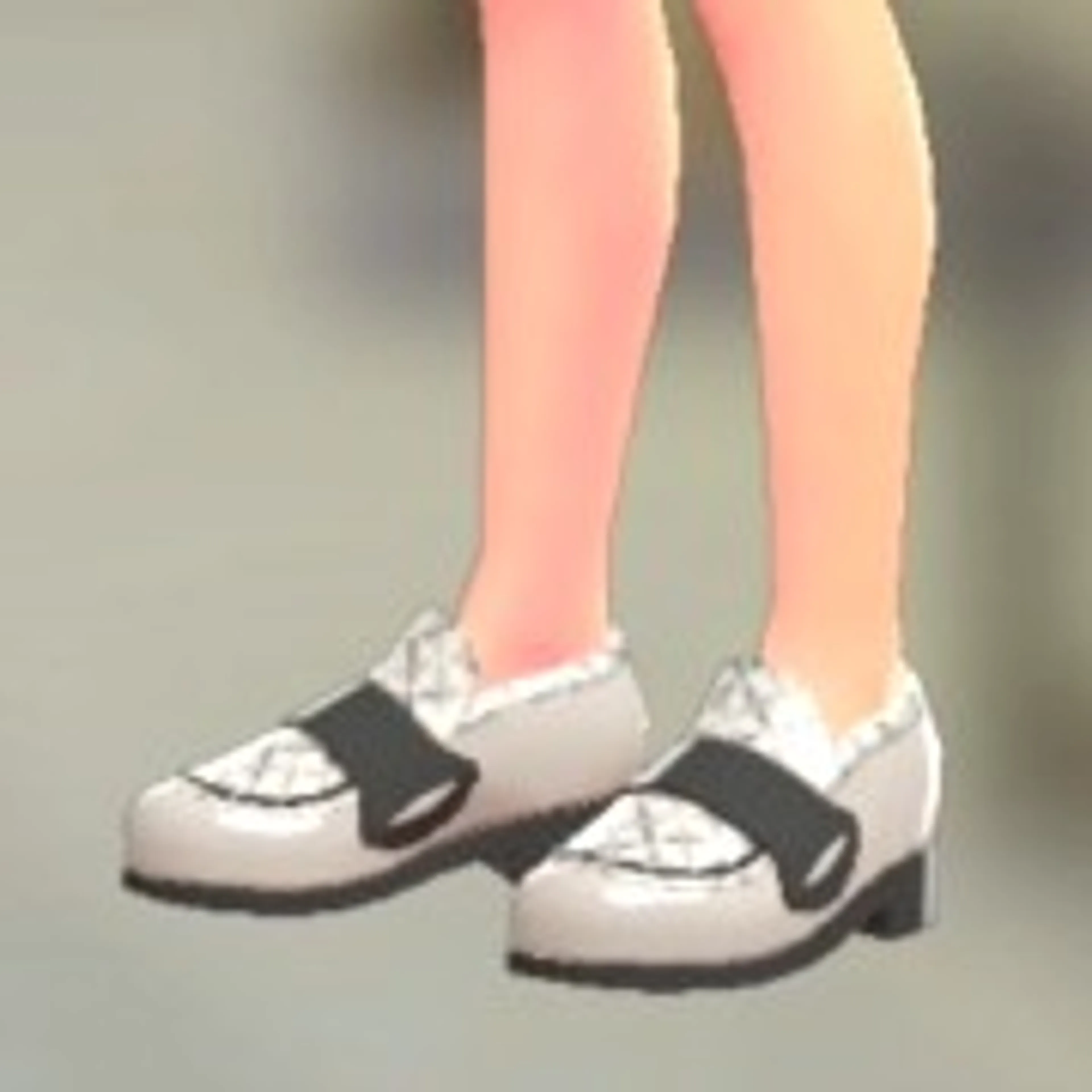 チェックがらローファー - ステッチホワイト