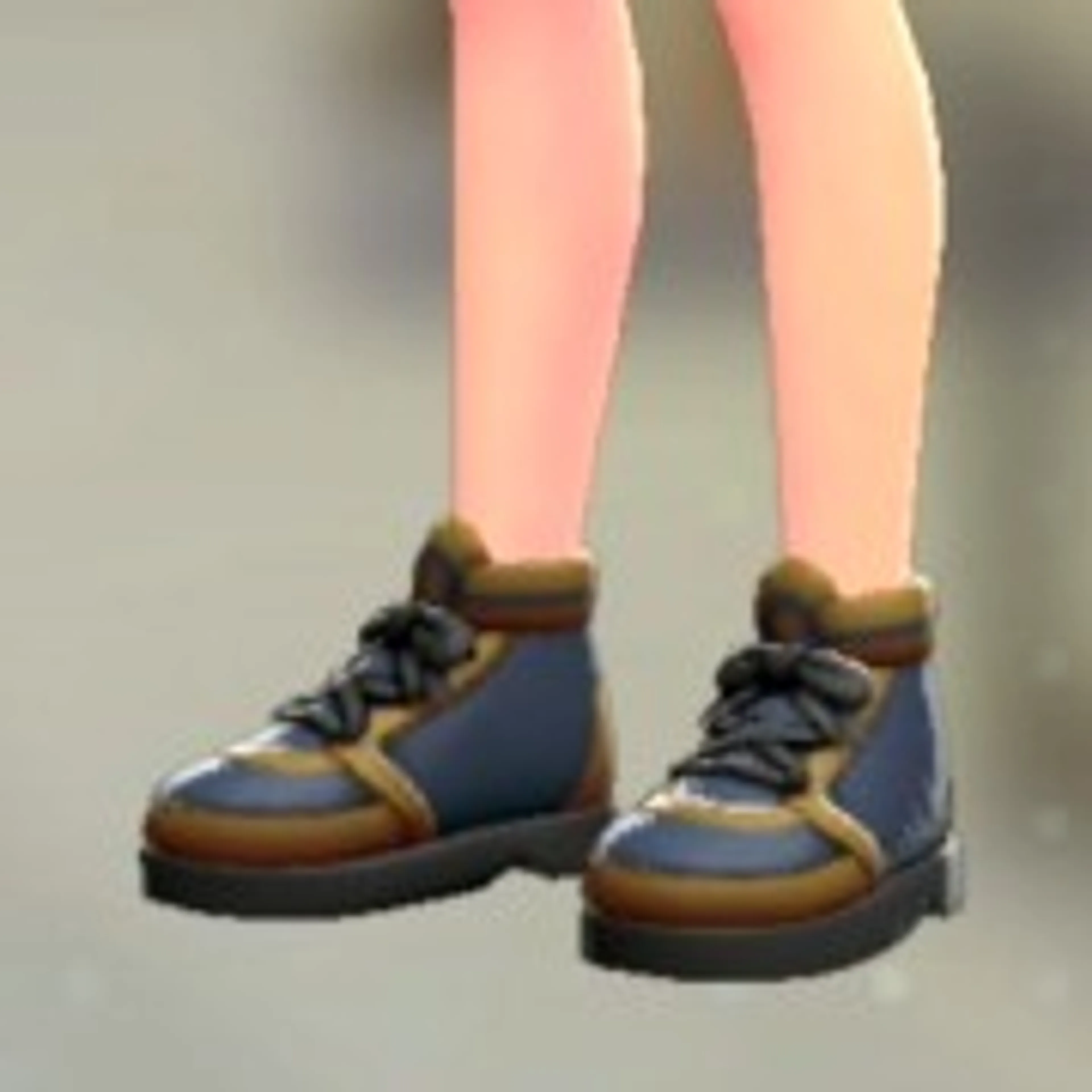 ハイカットスニーカー - ネイビー×キャメル