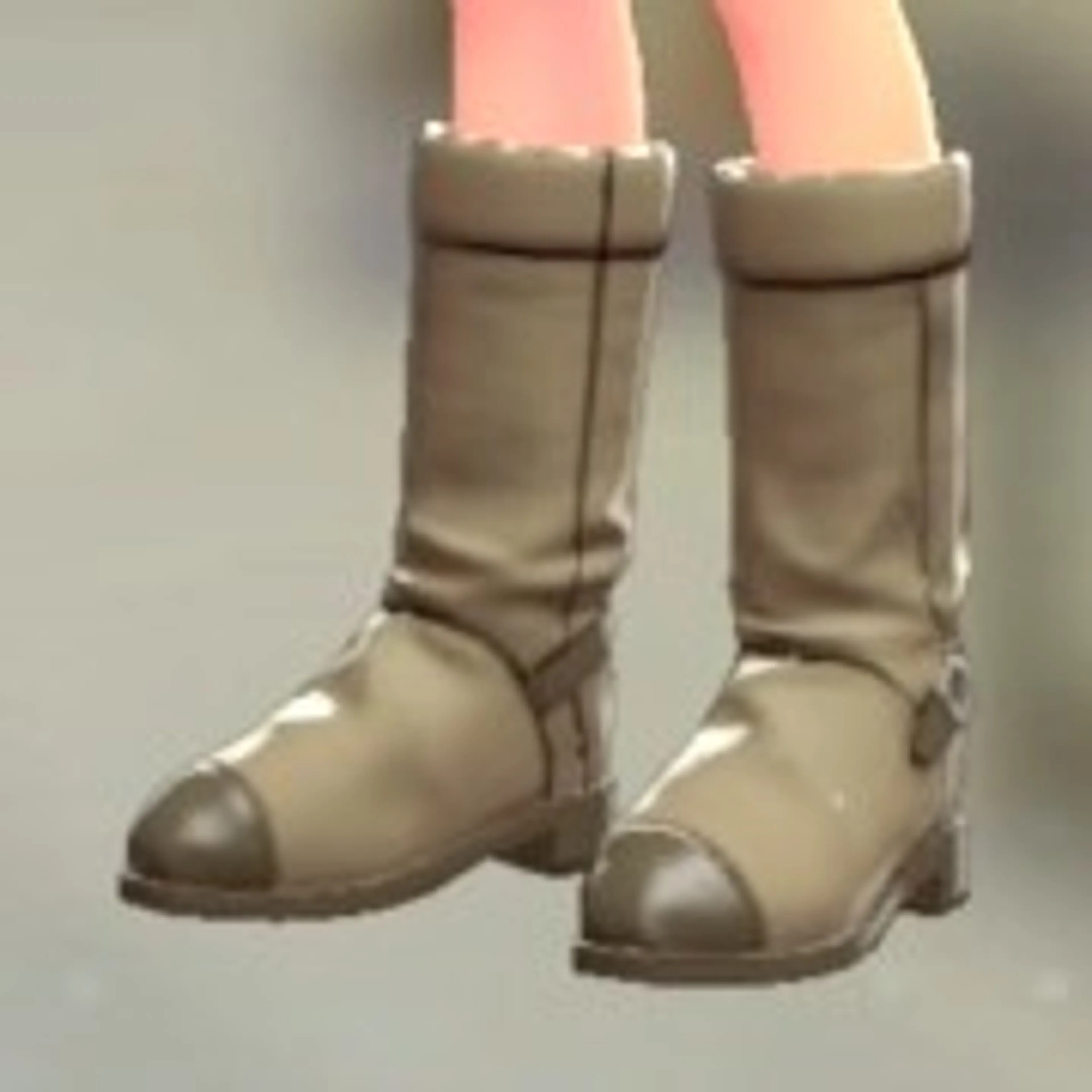 エナメルトゥロングブーツ - ベージュ