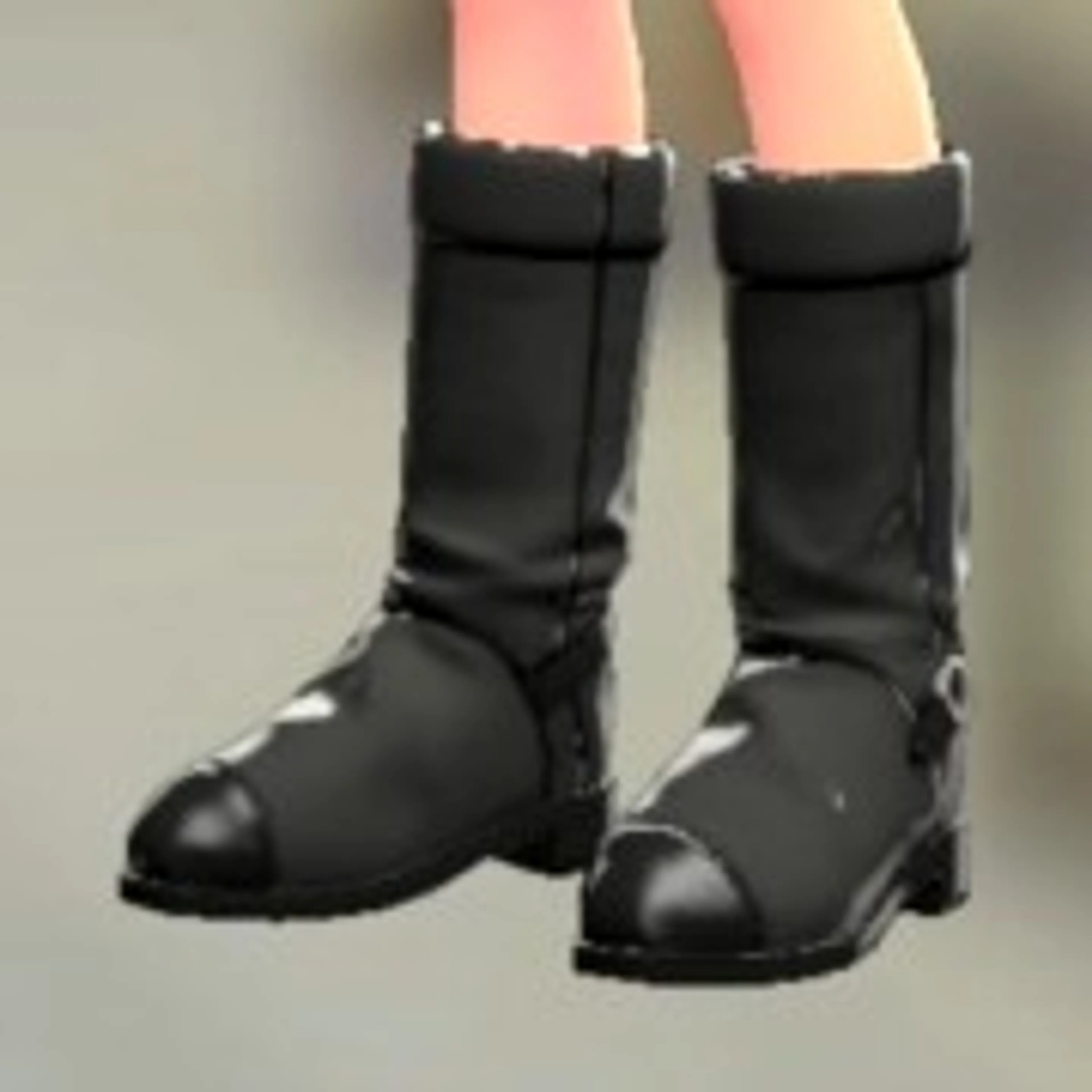 エナメルトゥロングブーツ - ブラック