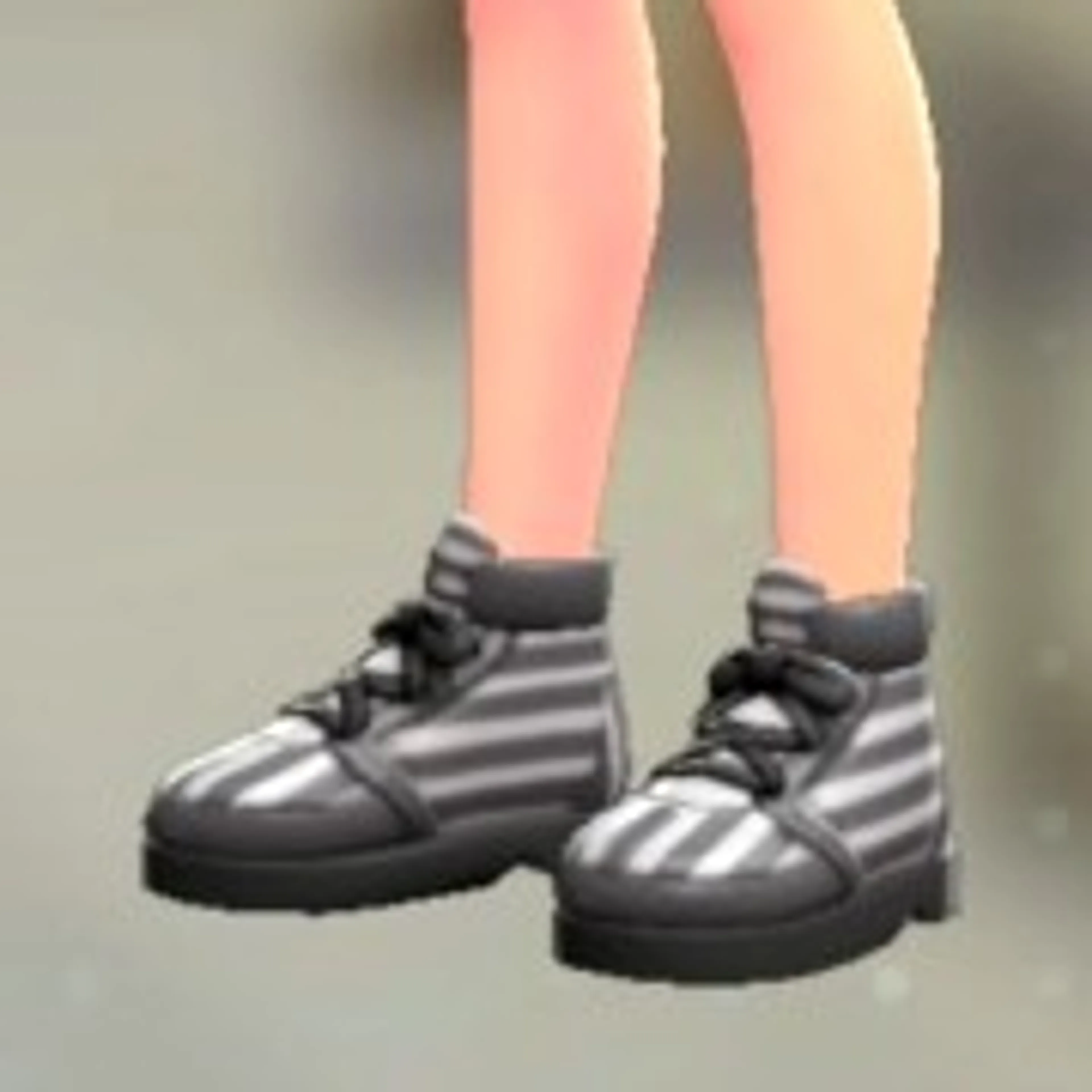 ボーダーハイカットスニーカー - くろしろボーダー