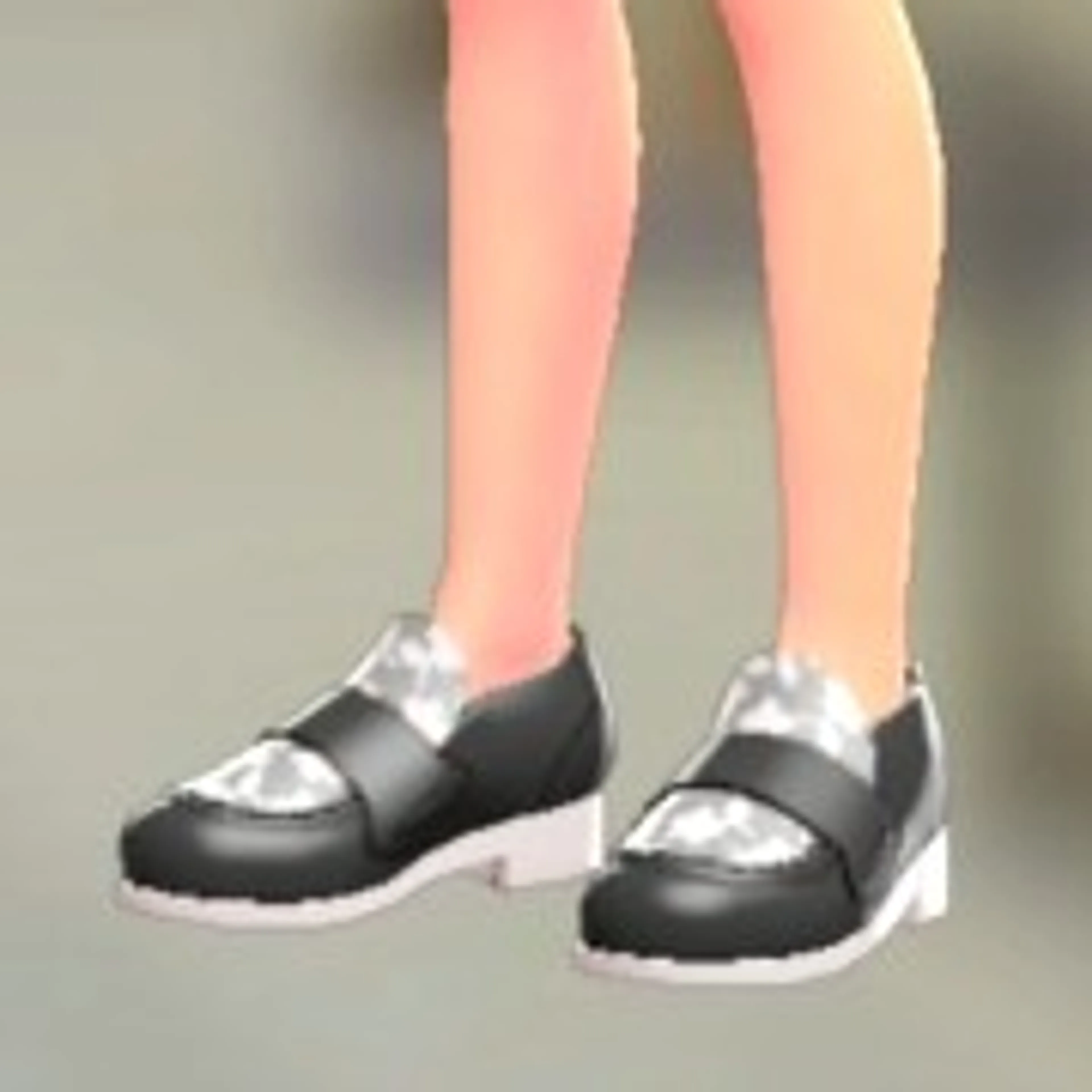 フラワーローファー - ブラック