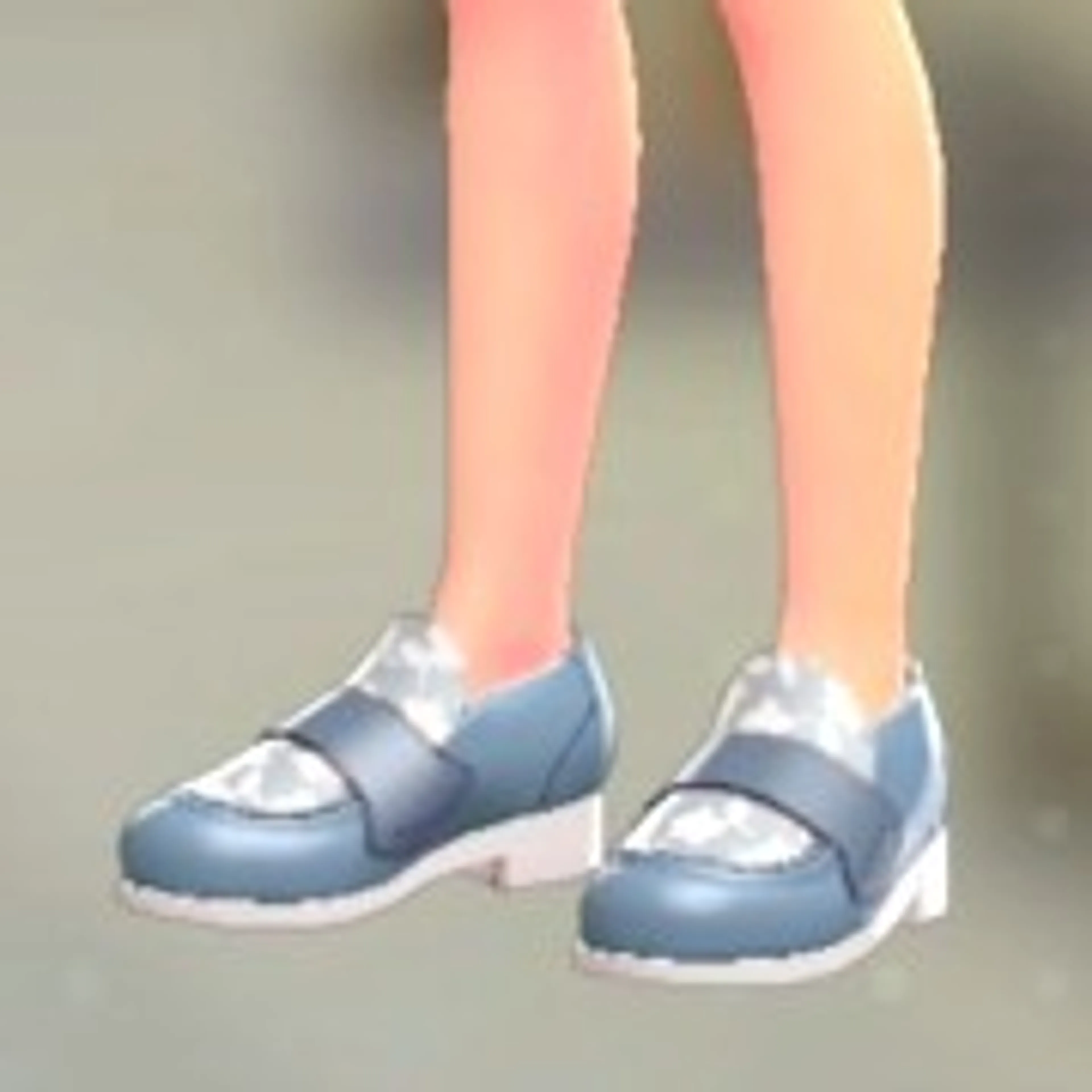 フラワーローファー - ブルー