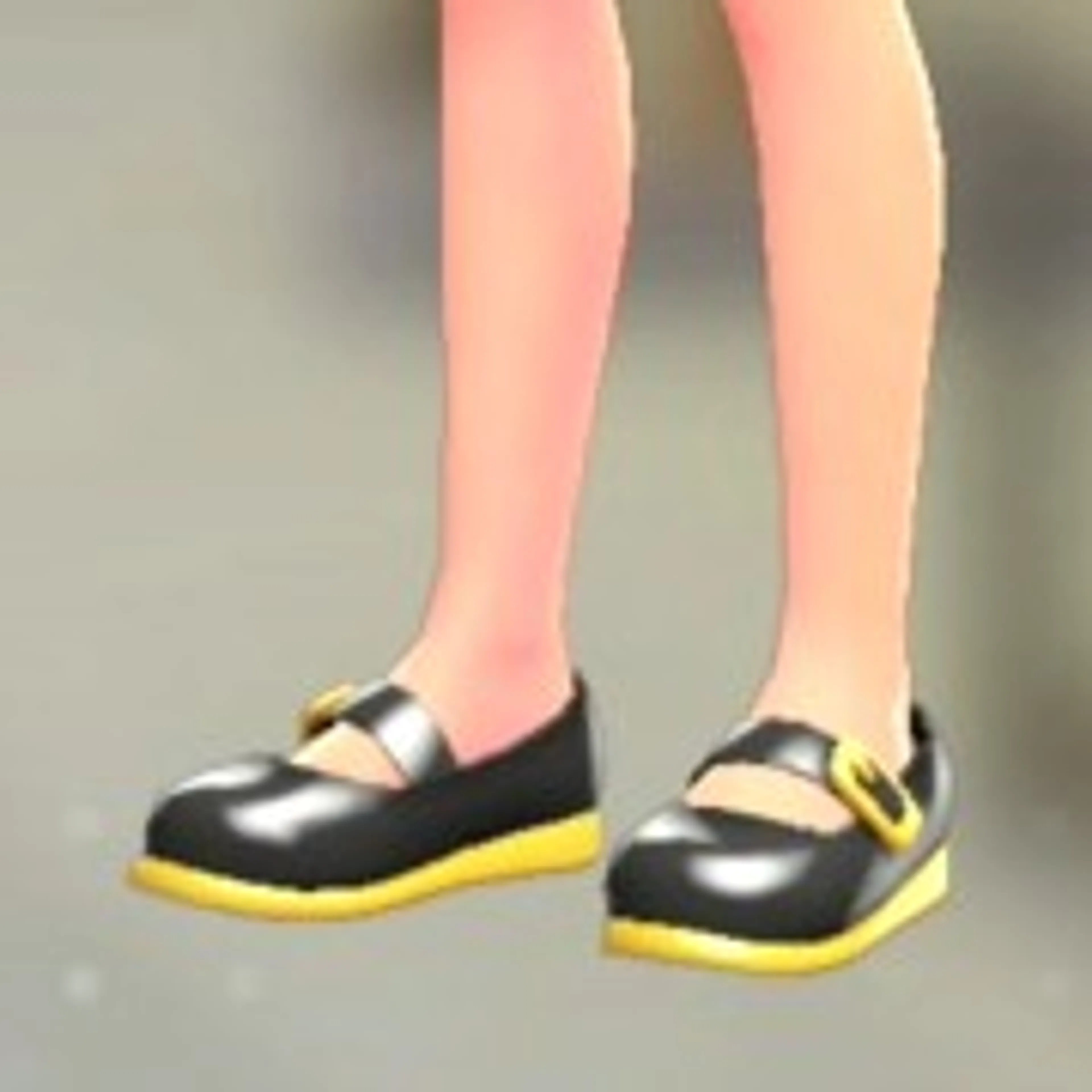 ストラップパンプス - ブラック×イエロー