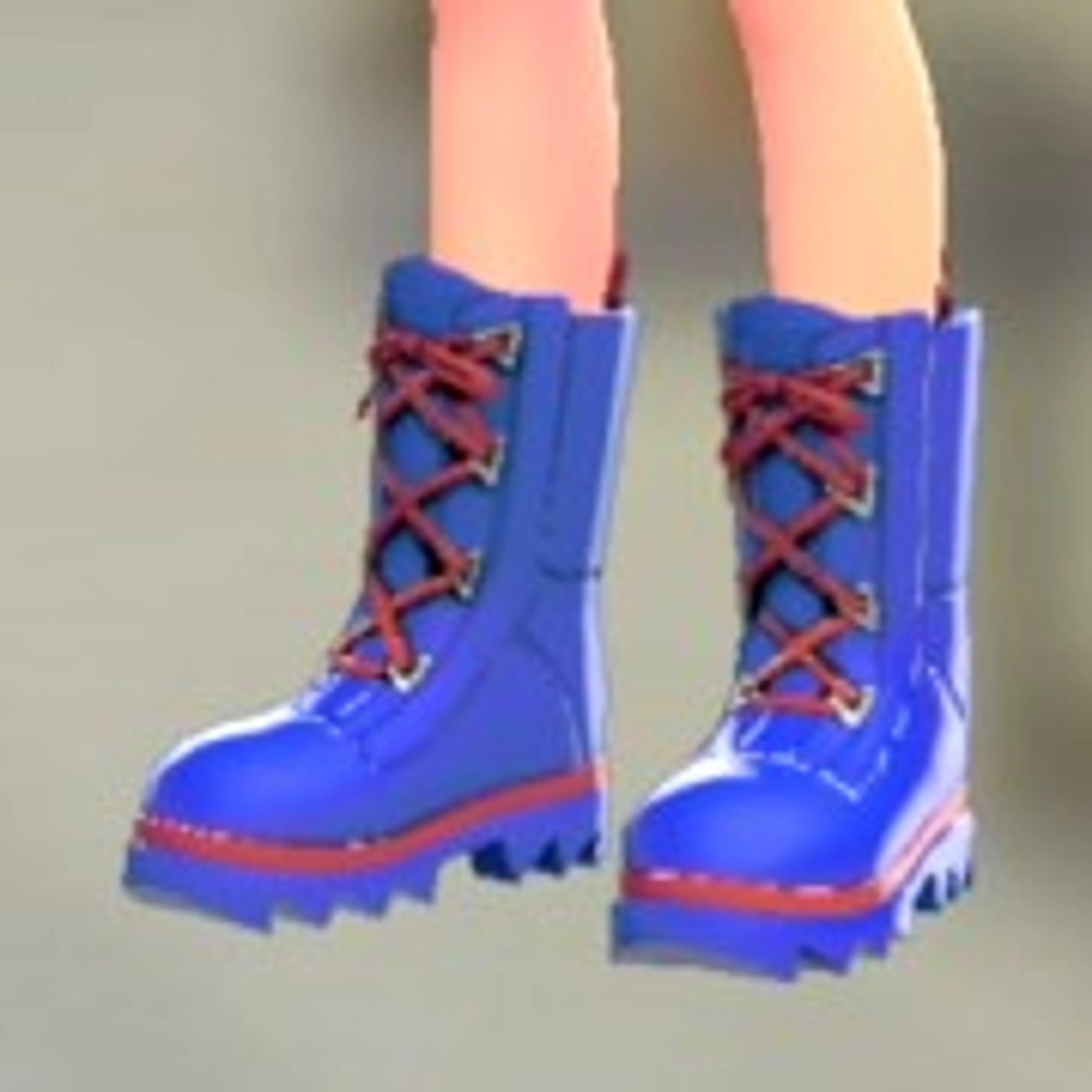 コンバットブーツ - ブルー×レッド