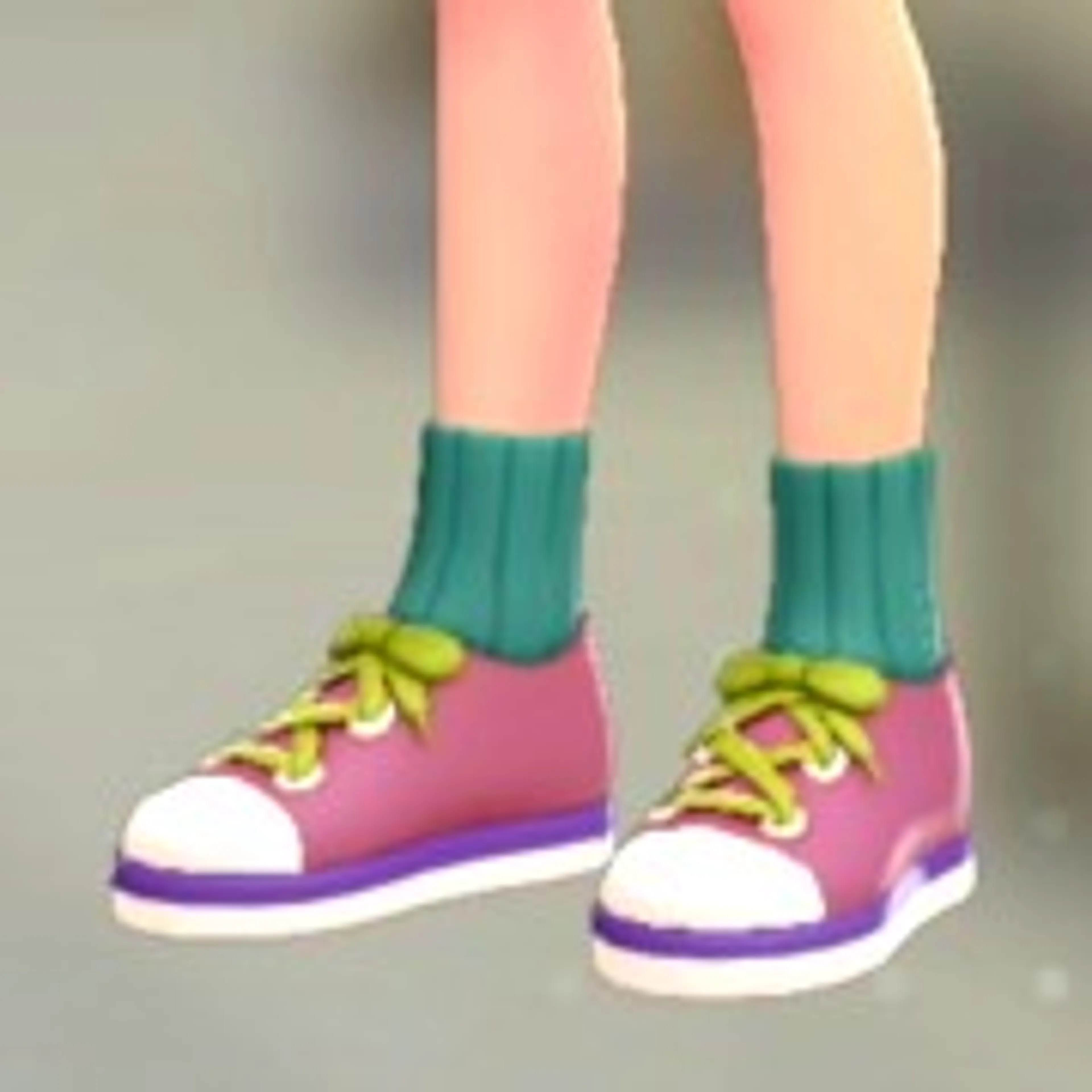 ソックススニーカー - グリーン×ピンク
