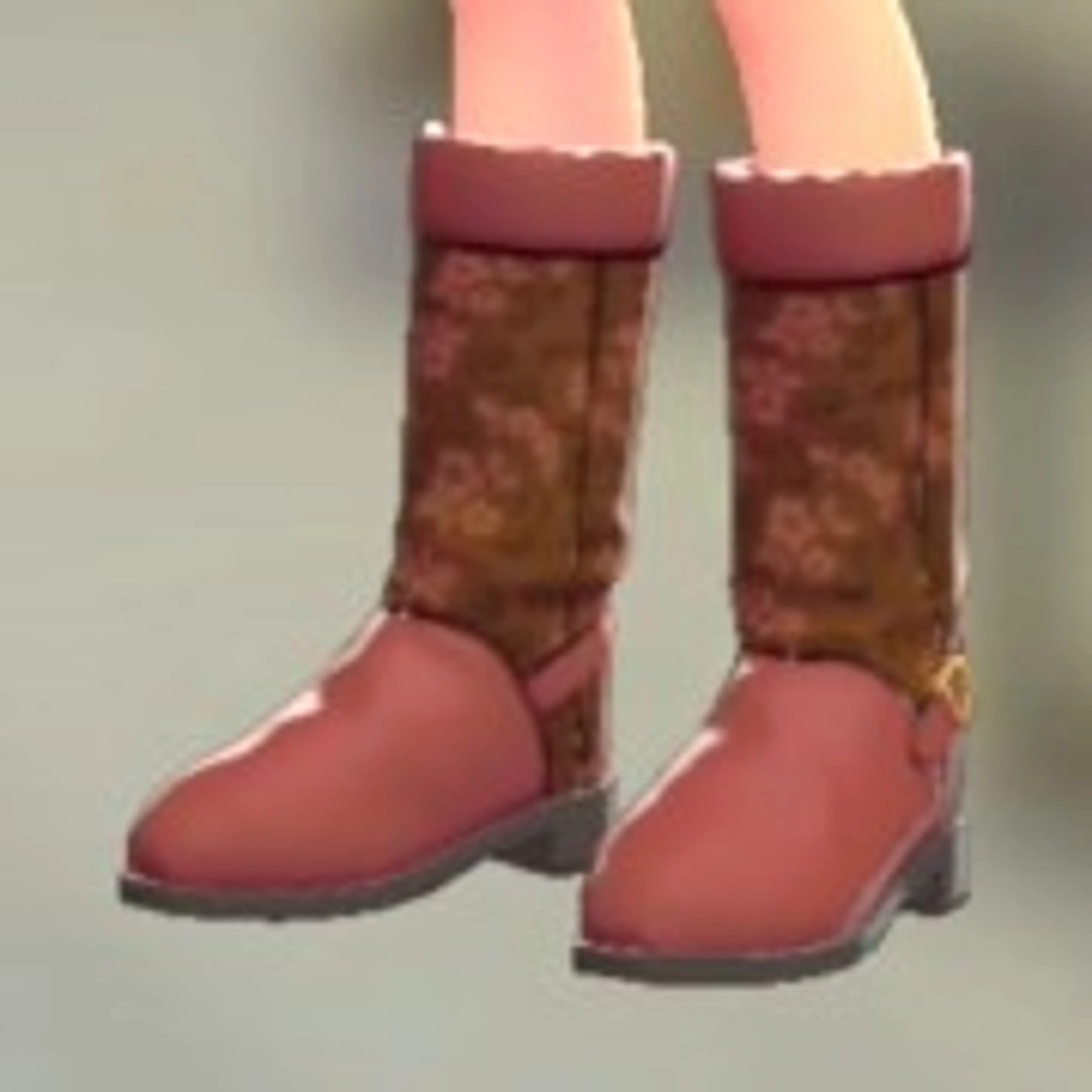 パターンロングブーツ - レッドブロッサム