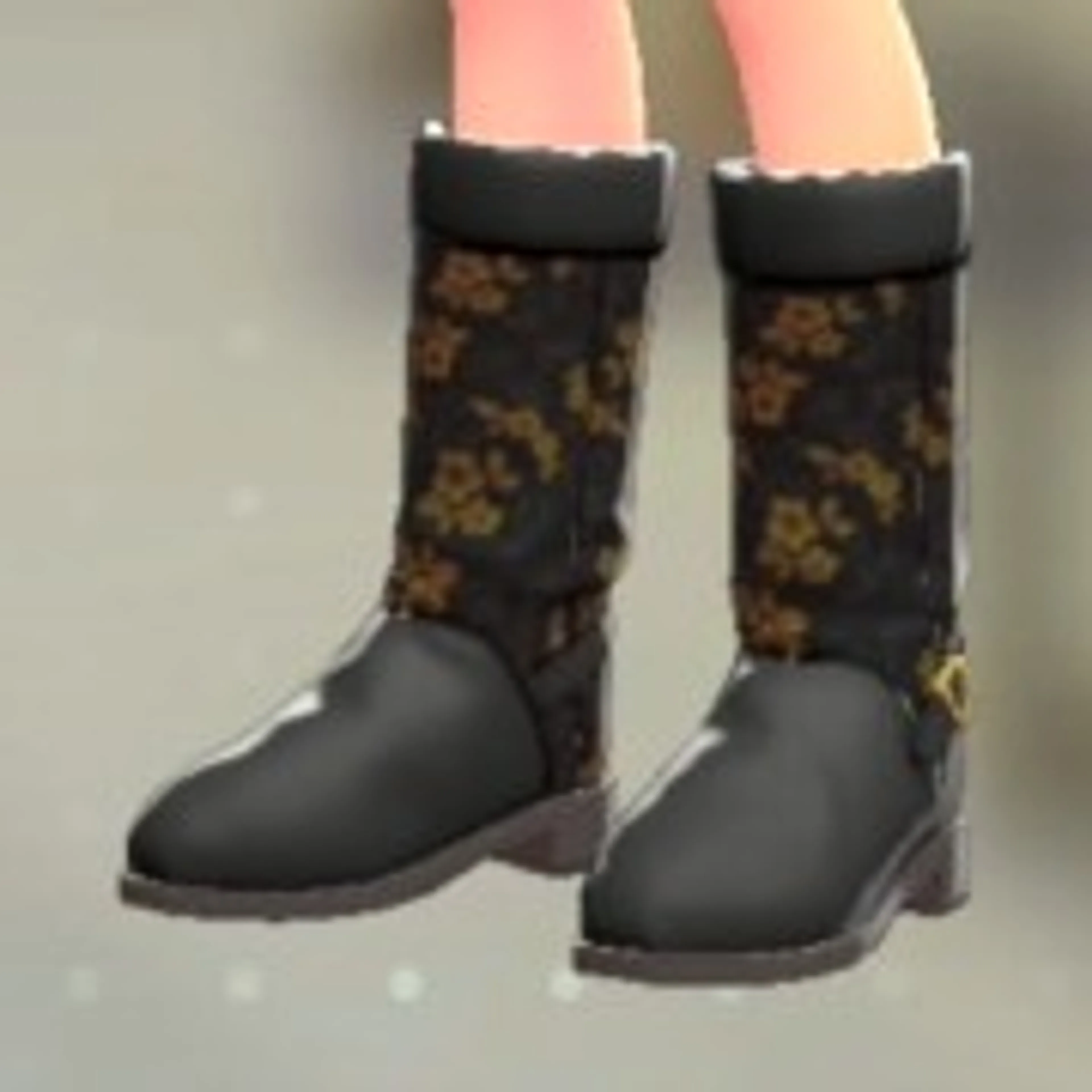 パターンロングブーツ - ブラックブロッサム