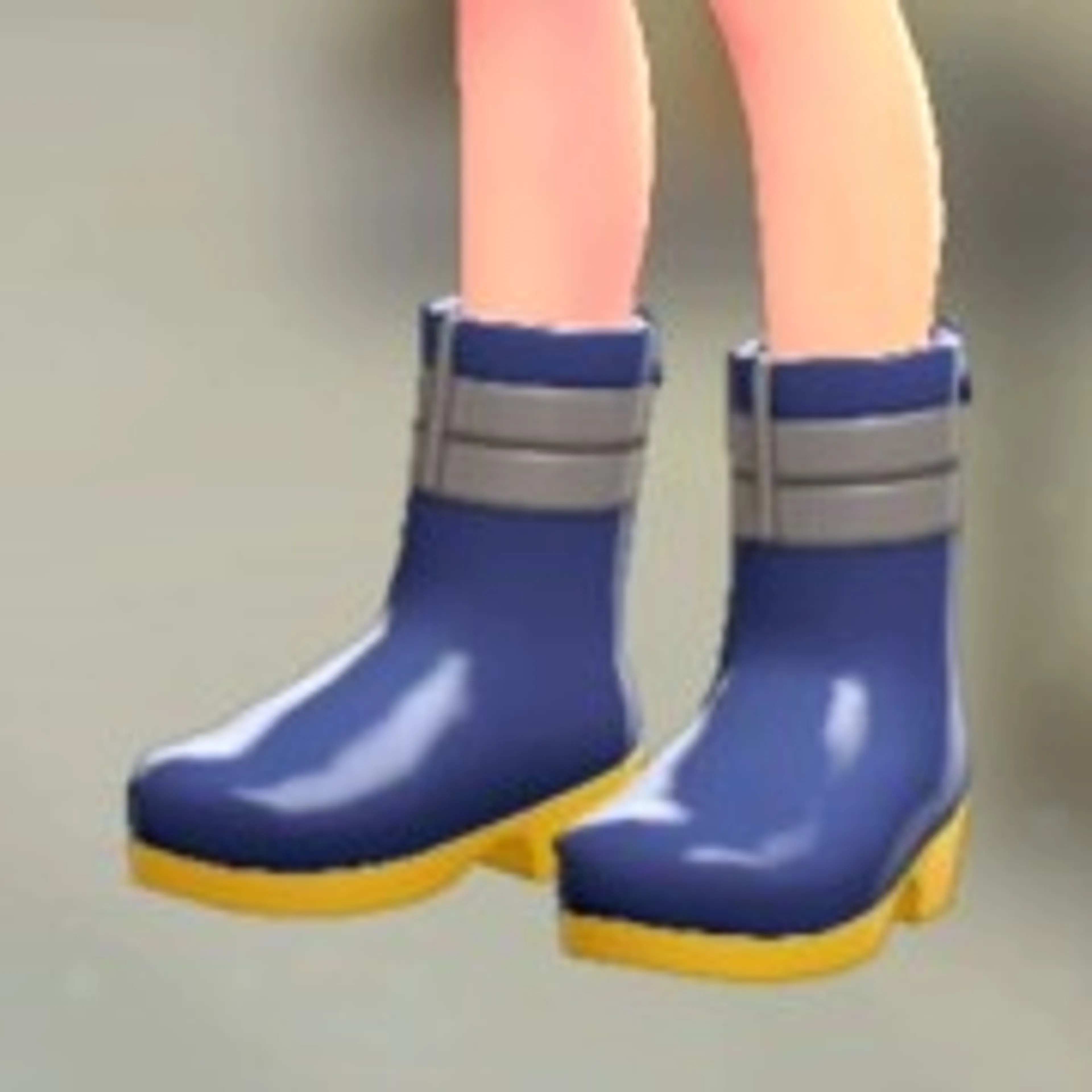 ダークミドルブーツ - ブルー×イエロー