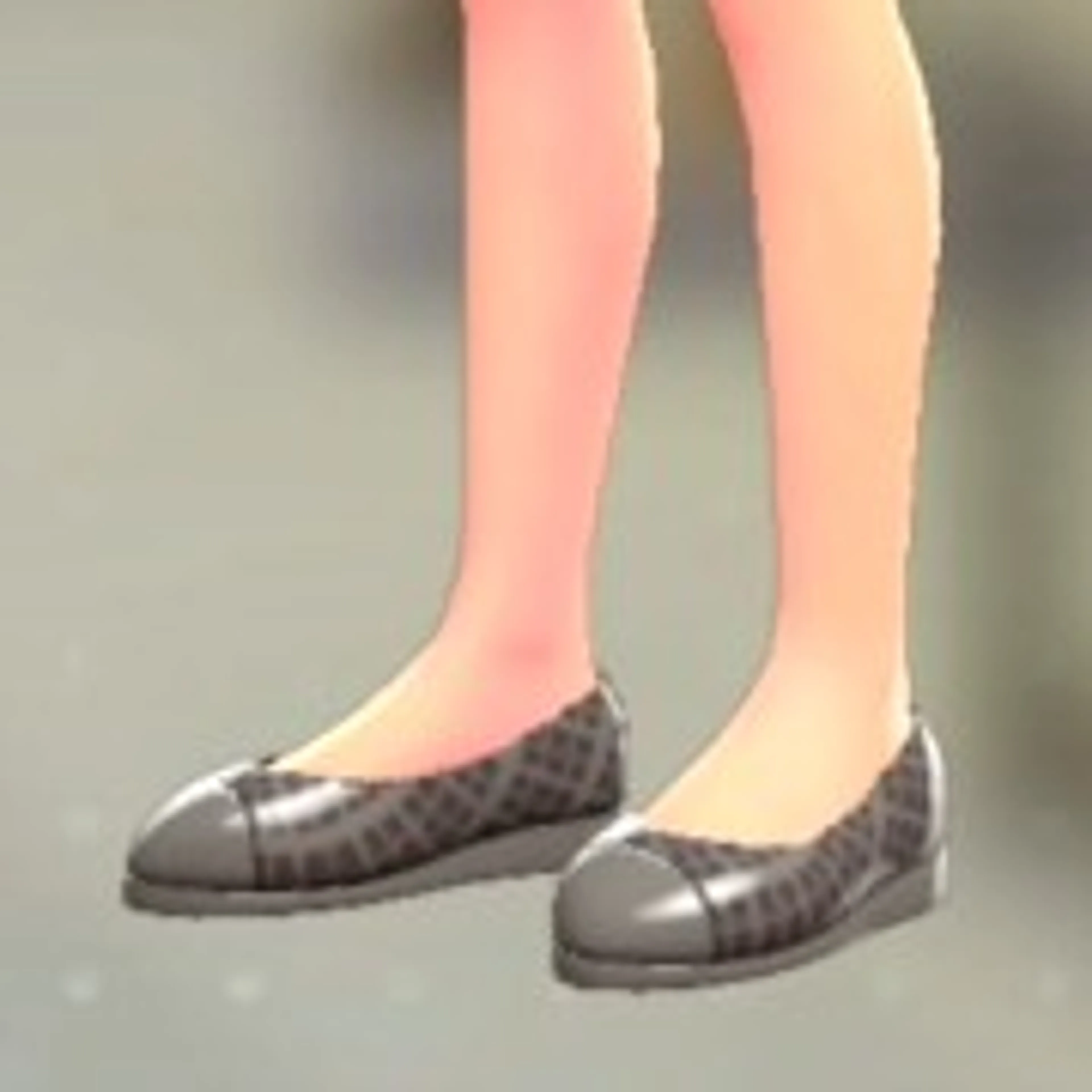 チェックがらパンプス - ブレイブリーブラウン