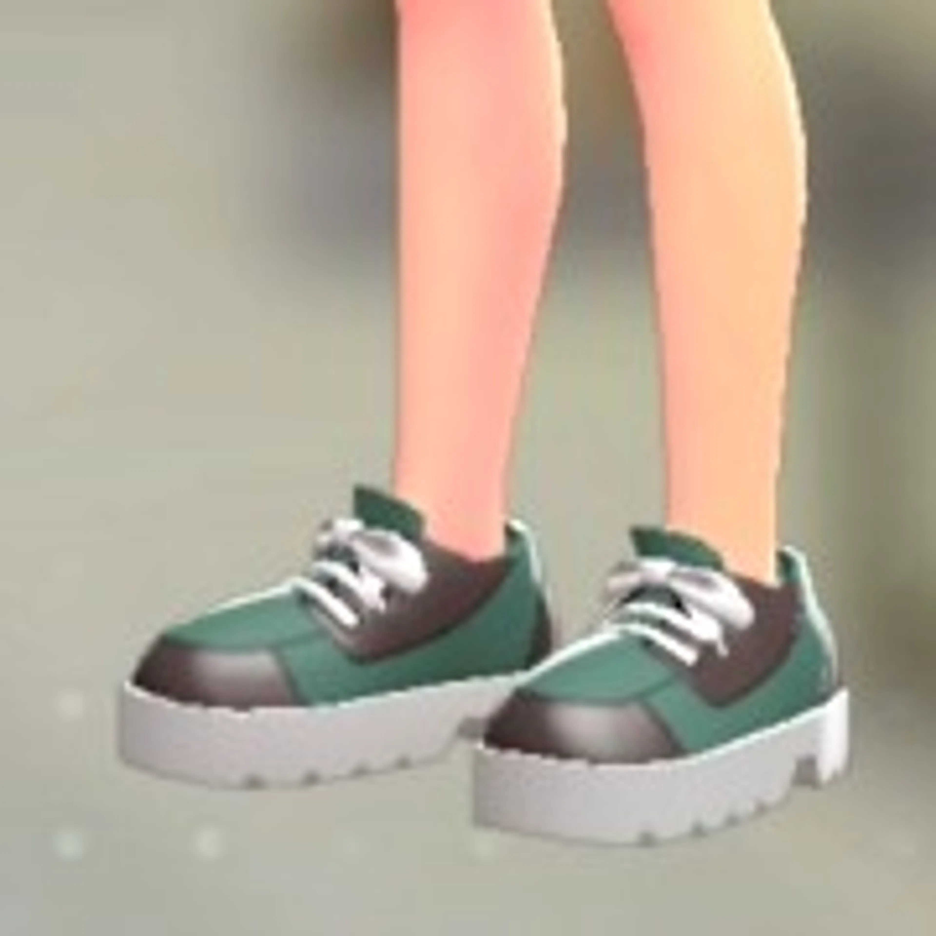 レースアップシューズ - グリーン×ブラウン