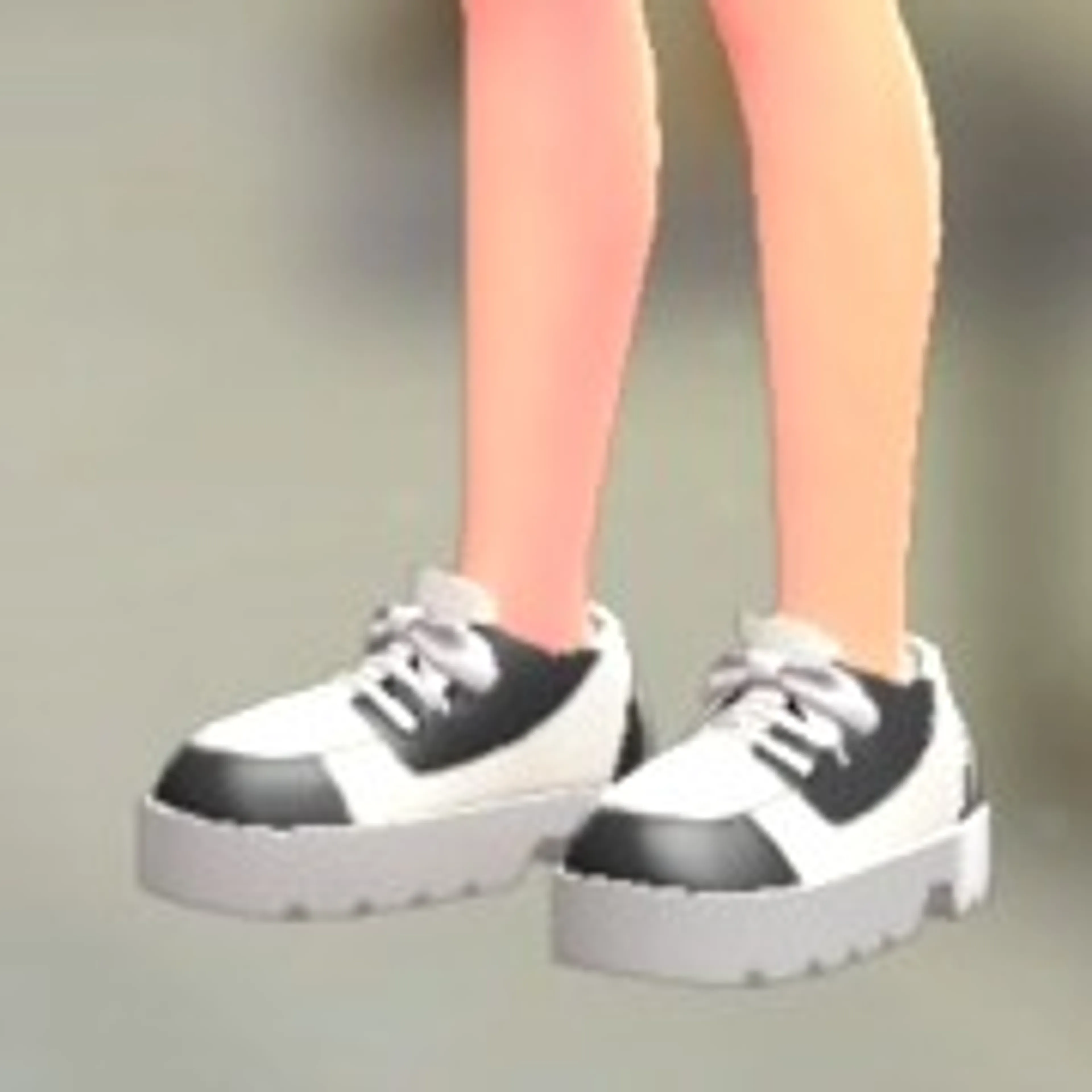 レースアップシューズ - ホワイト×ブラック