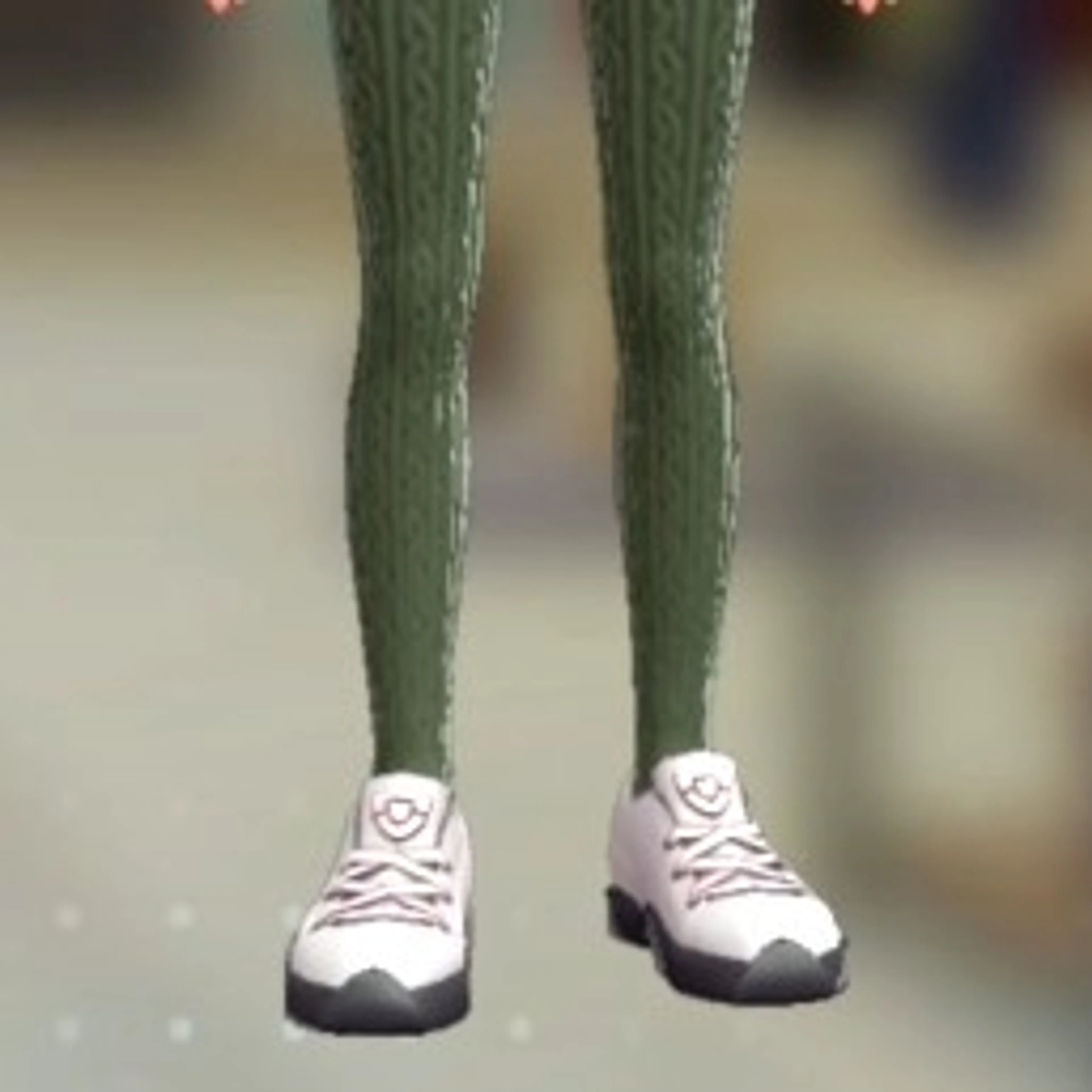 リブあみタイツ - グリーン