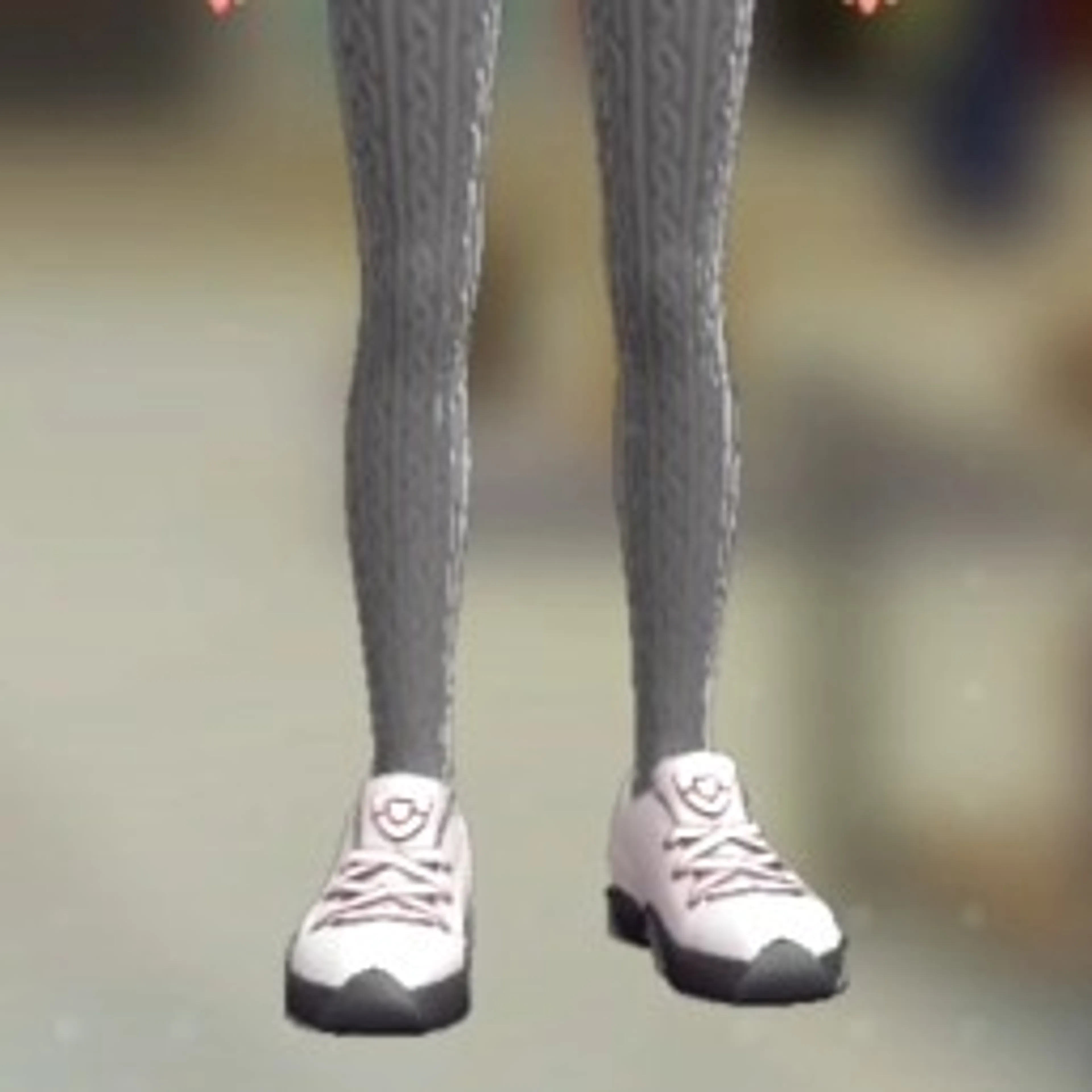 リブあみタイツ - グレー