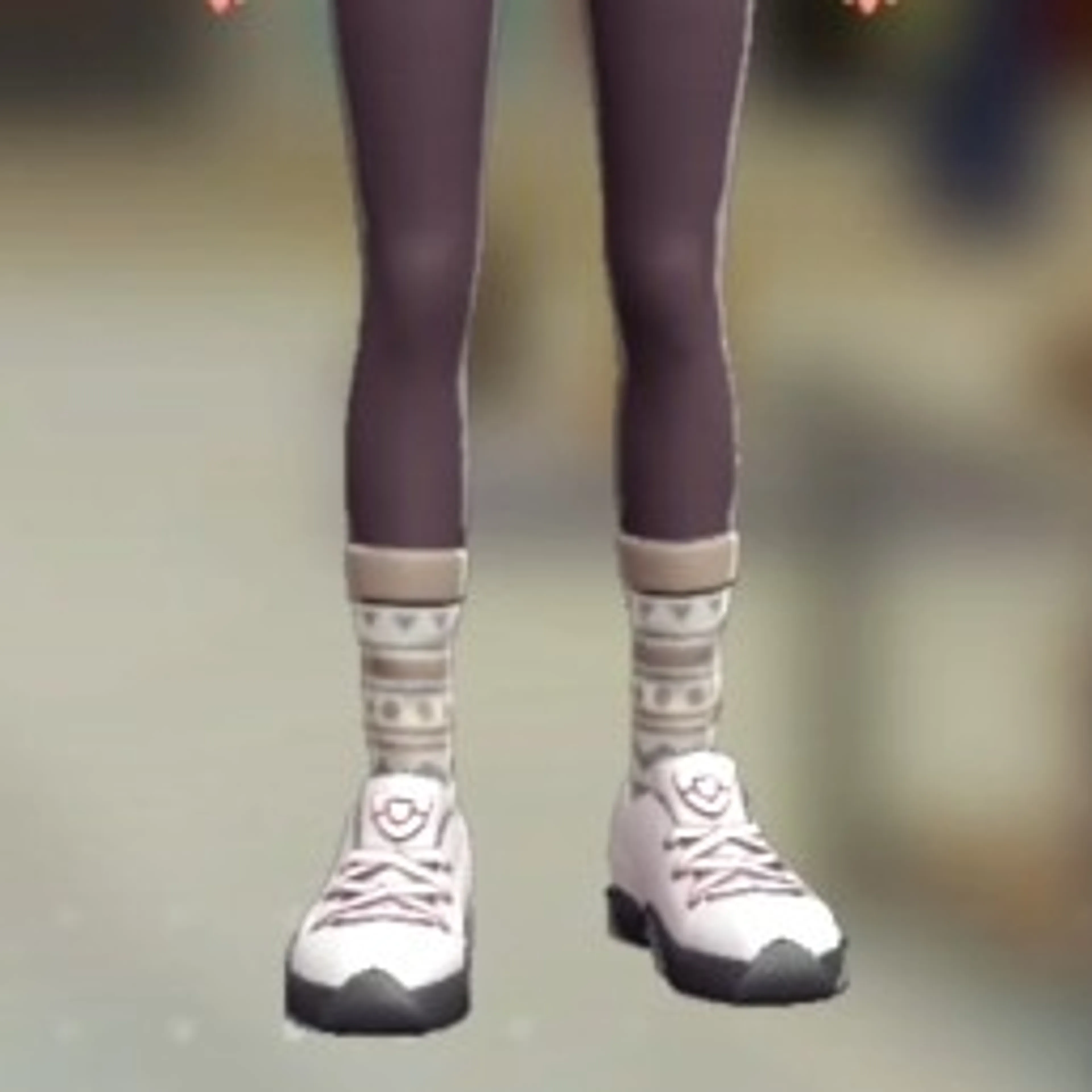 ソックス&タイツセット - ジオメトリーホワイト ピンクブラウン