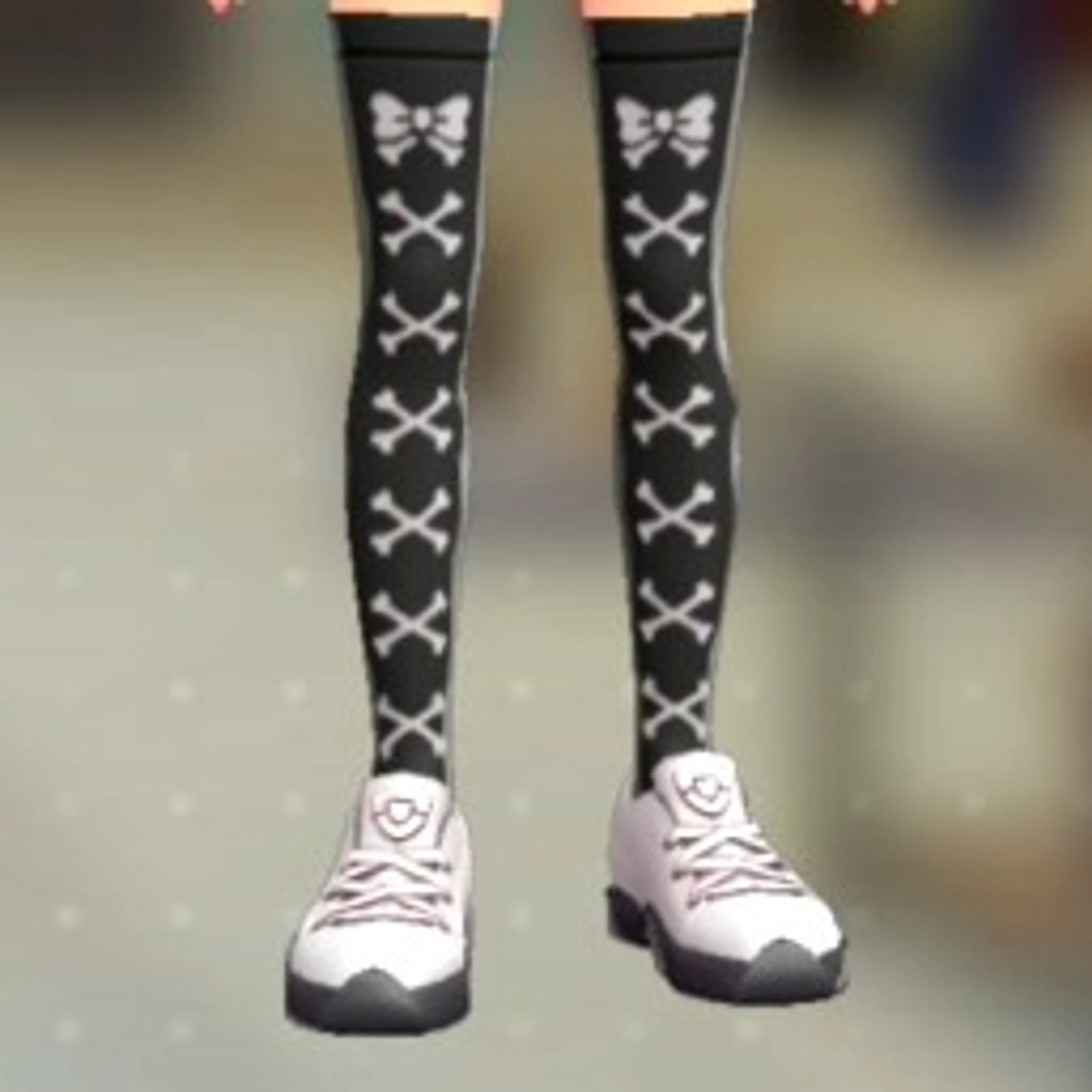 ボーンリボンサイハイソックス - ブラック