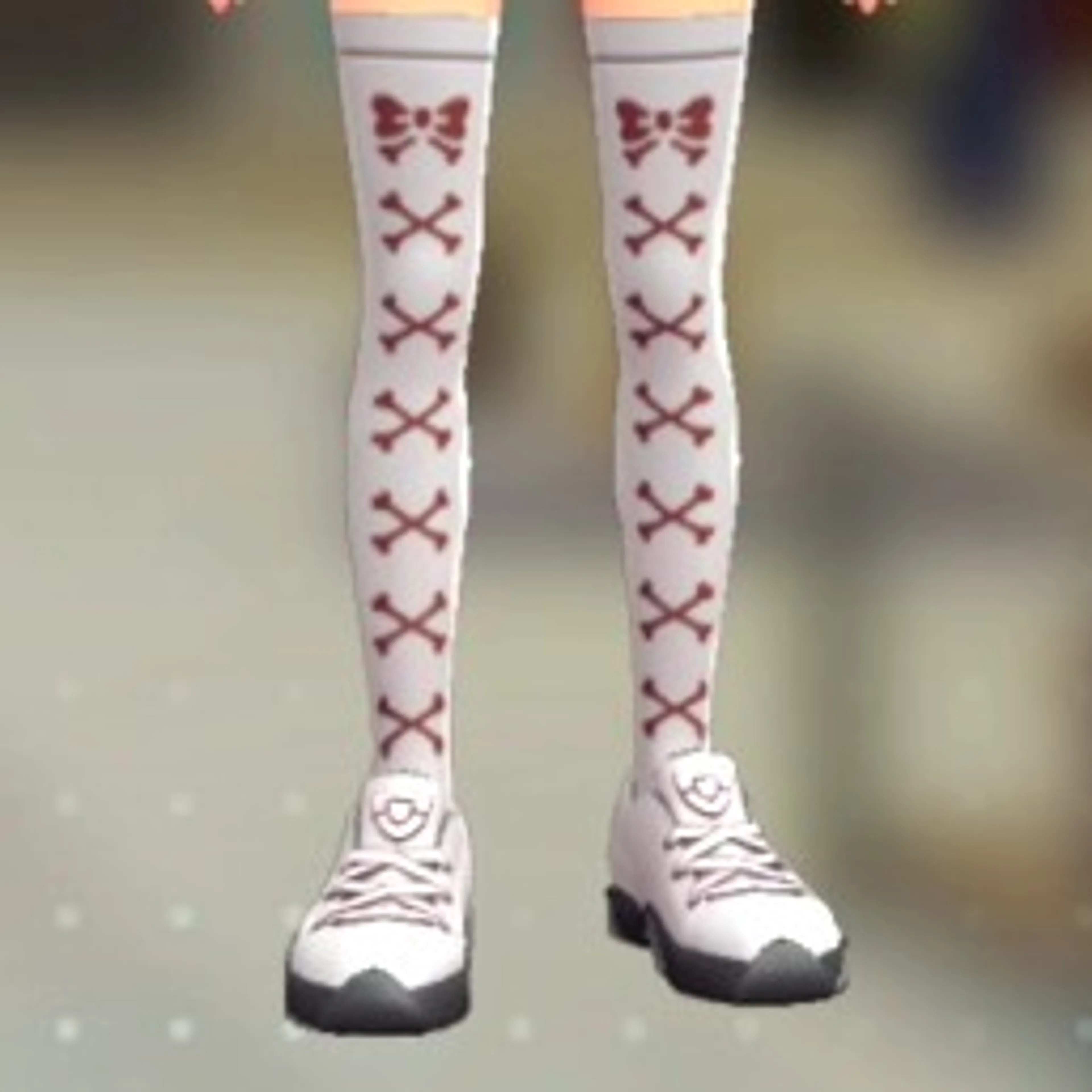 ボーンリボンサイハイソックス - ホワイト