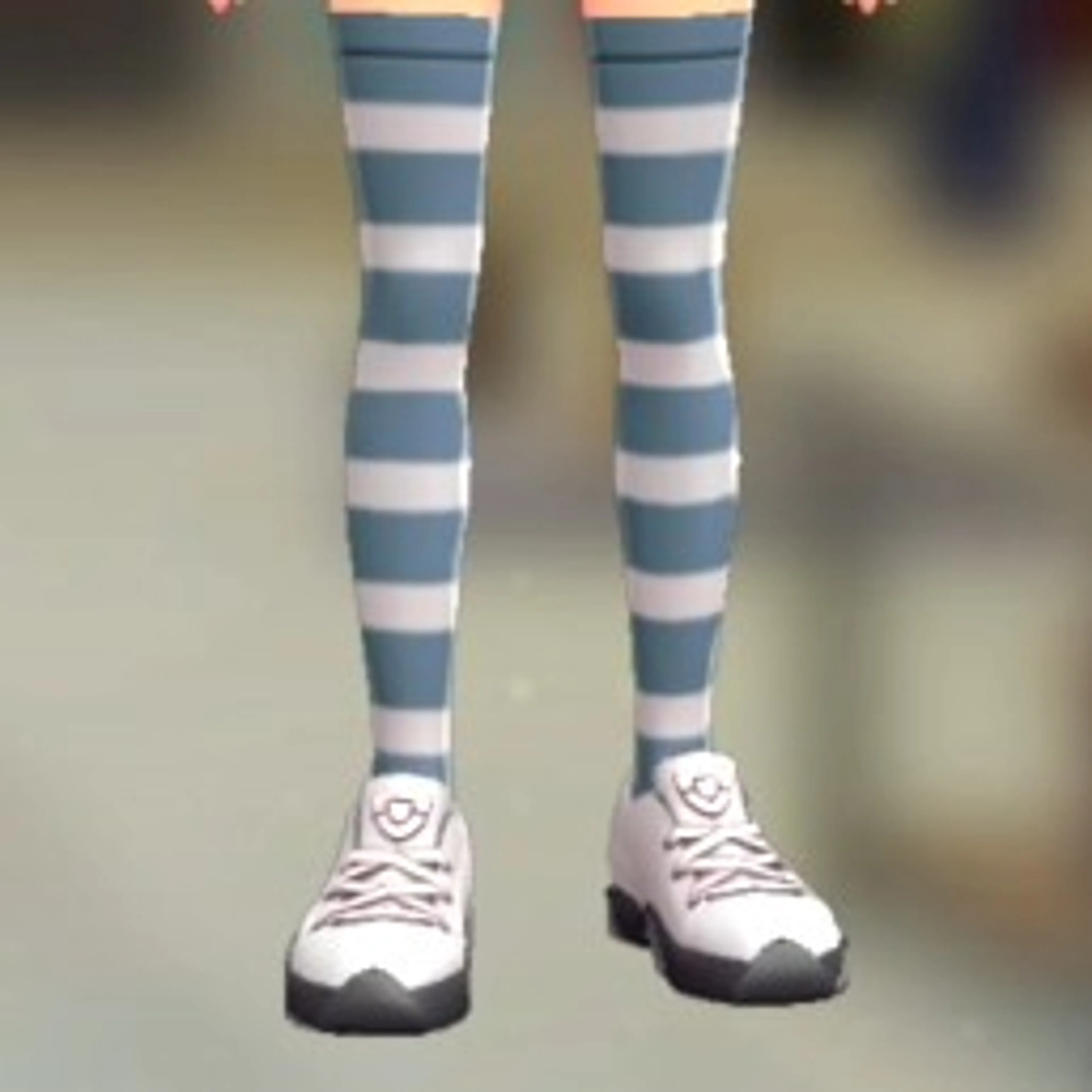 ボーダーサイハイソックス - ブルー×ホワイト