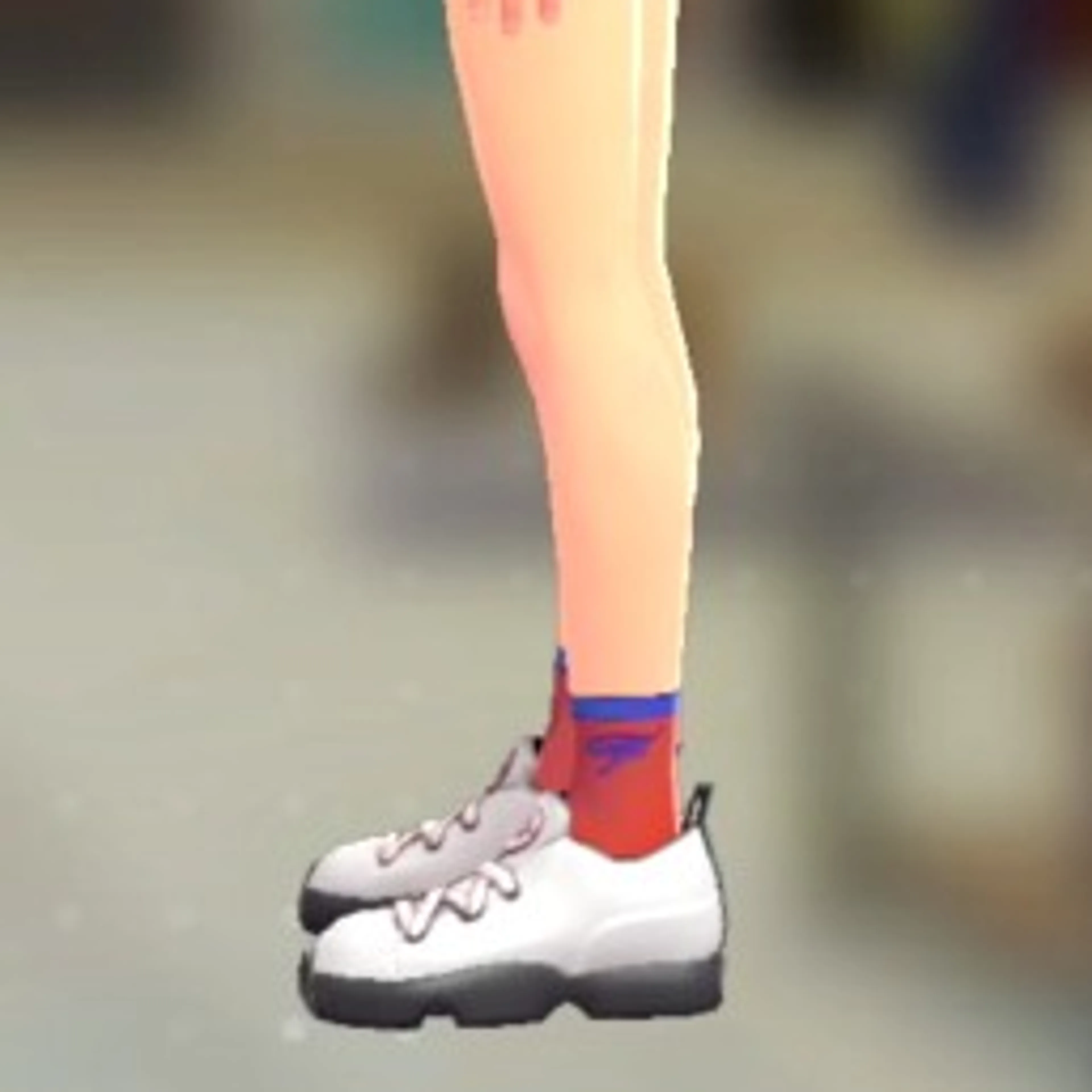 ロゴいりロークルーソックス - レッド×ブルー