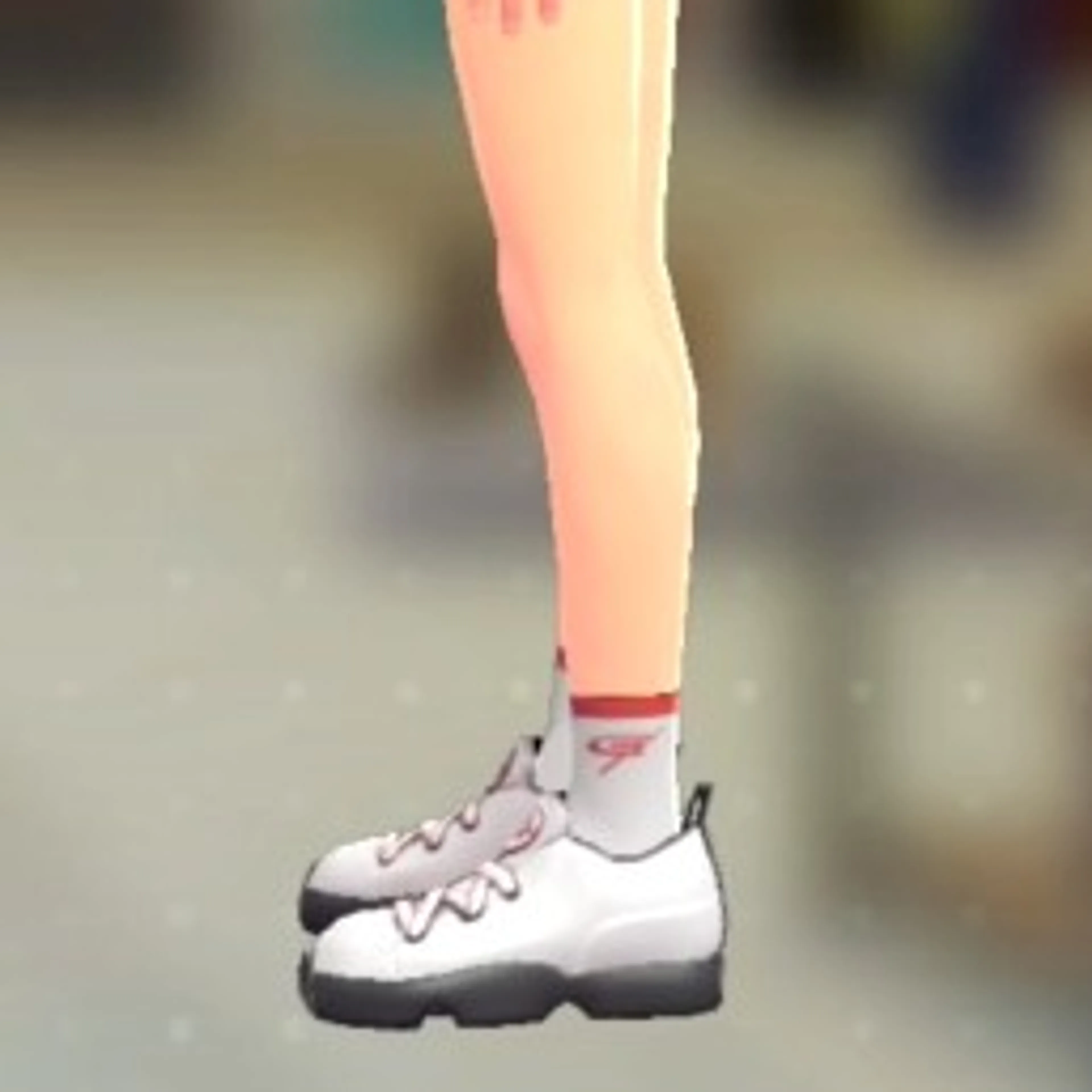 ロゴいりロークルーソックス - ホワイト×レッド