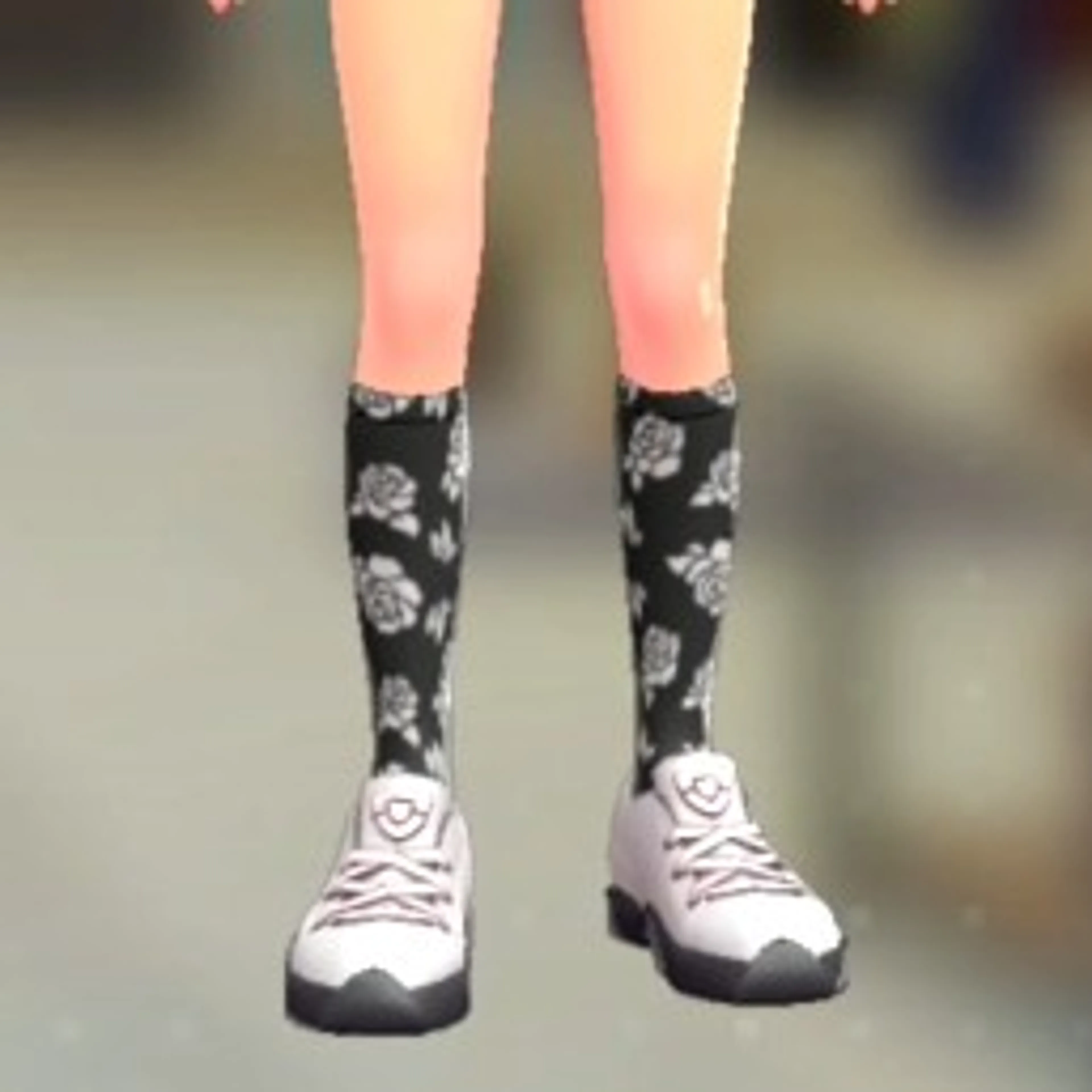 ローズパターンハイソックス - ホワイト