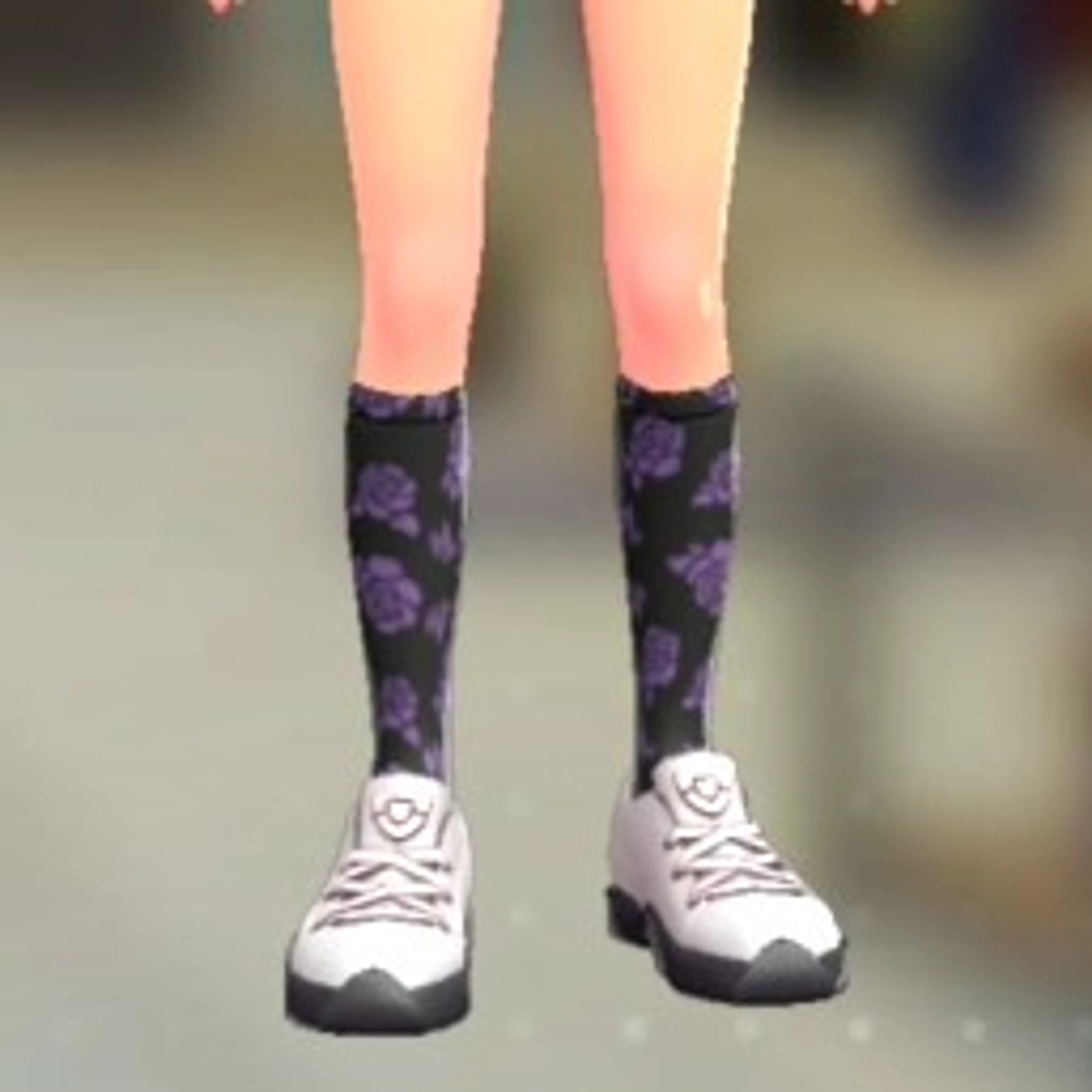 ローズパターンハイソックス - パープル