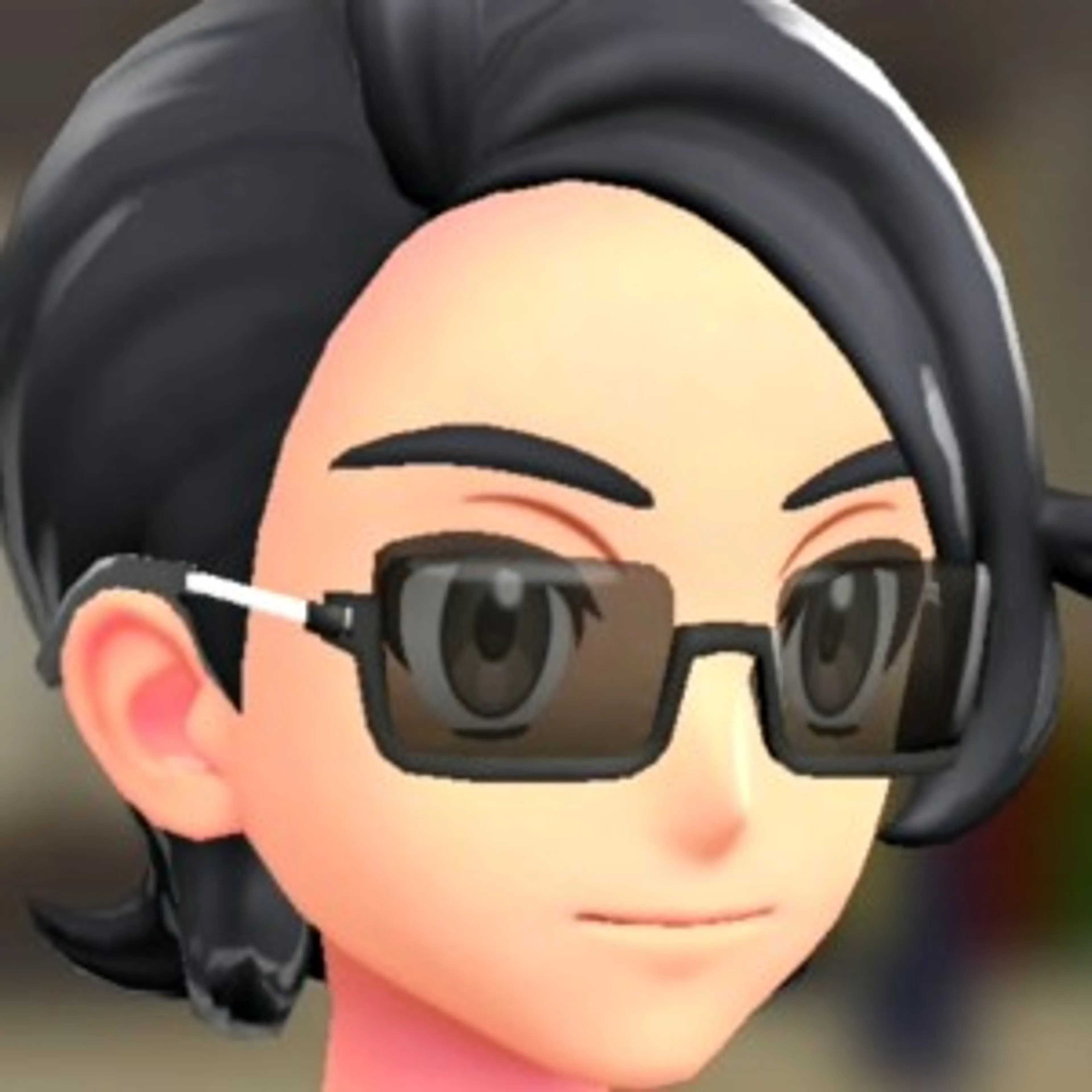 スクエアフレームグラス - ブラックレンズ