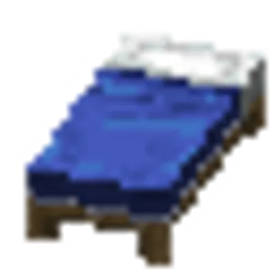 青色のベッドの画像
