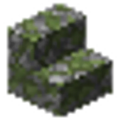 苔むした丸石の階段の画像