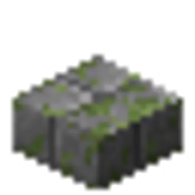 苔むした石レンガのハーフブロックの画像