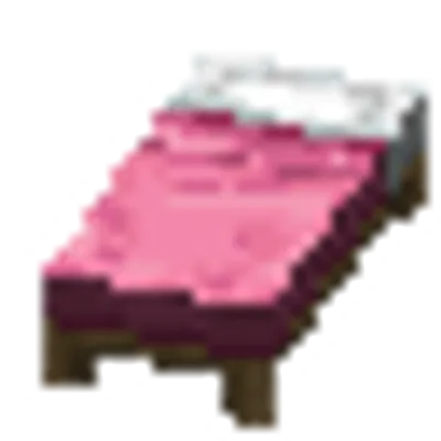 桃色のベッドの画像