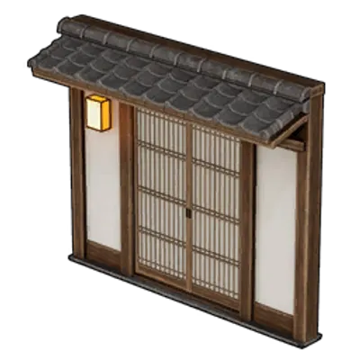 和風なドア付き壁Aの画像
