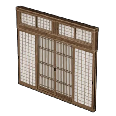和風なドア付き壁Bの画像