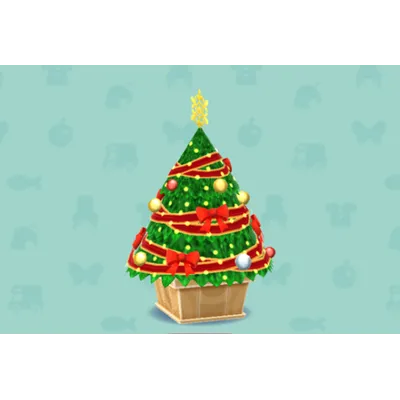 リボンのクリスマスツリーの画像
