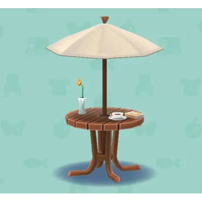 カフェなパラソルテーブルの画像