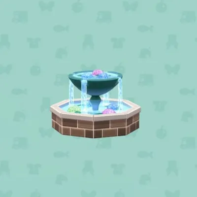 レンガづくりのあじさいのふんすいの画像