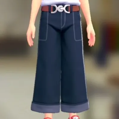 ワイドパンツセット - インディゴデニム ダークレッドの画像