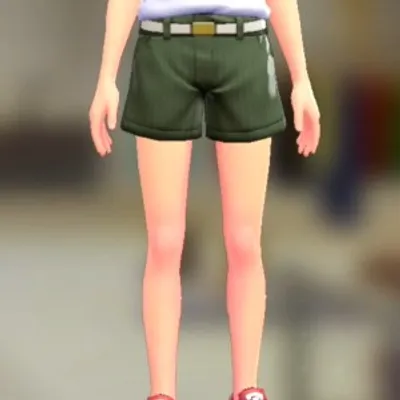 ショートパンツセット - モスグリーン ホワイトの画像