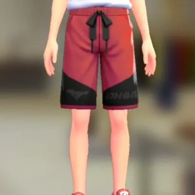 スウェットハーフパンツ - レッド×ブラックの画像