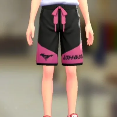 スウェットハーフパンツ - ブラック×ピンクの画像