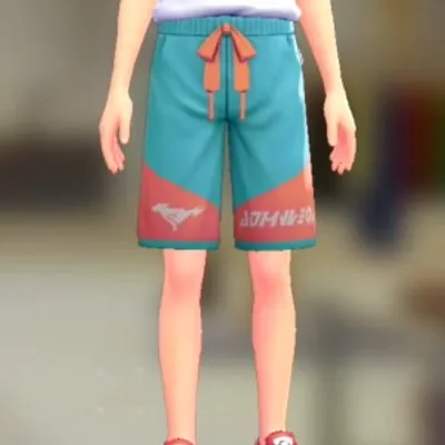 スウェットハーフパンツ - ブルー×オレンジの画像