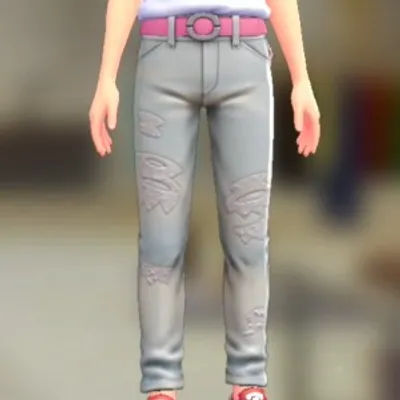 スキニーパンツセット - ダメージブリーチ タフィーピンクの画像